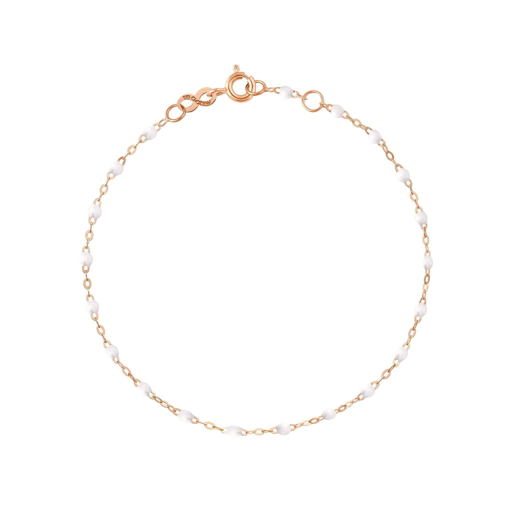 Bracelet cheville blanc Classique Gigi, or rose, 24 cm