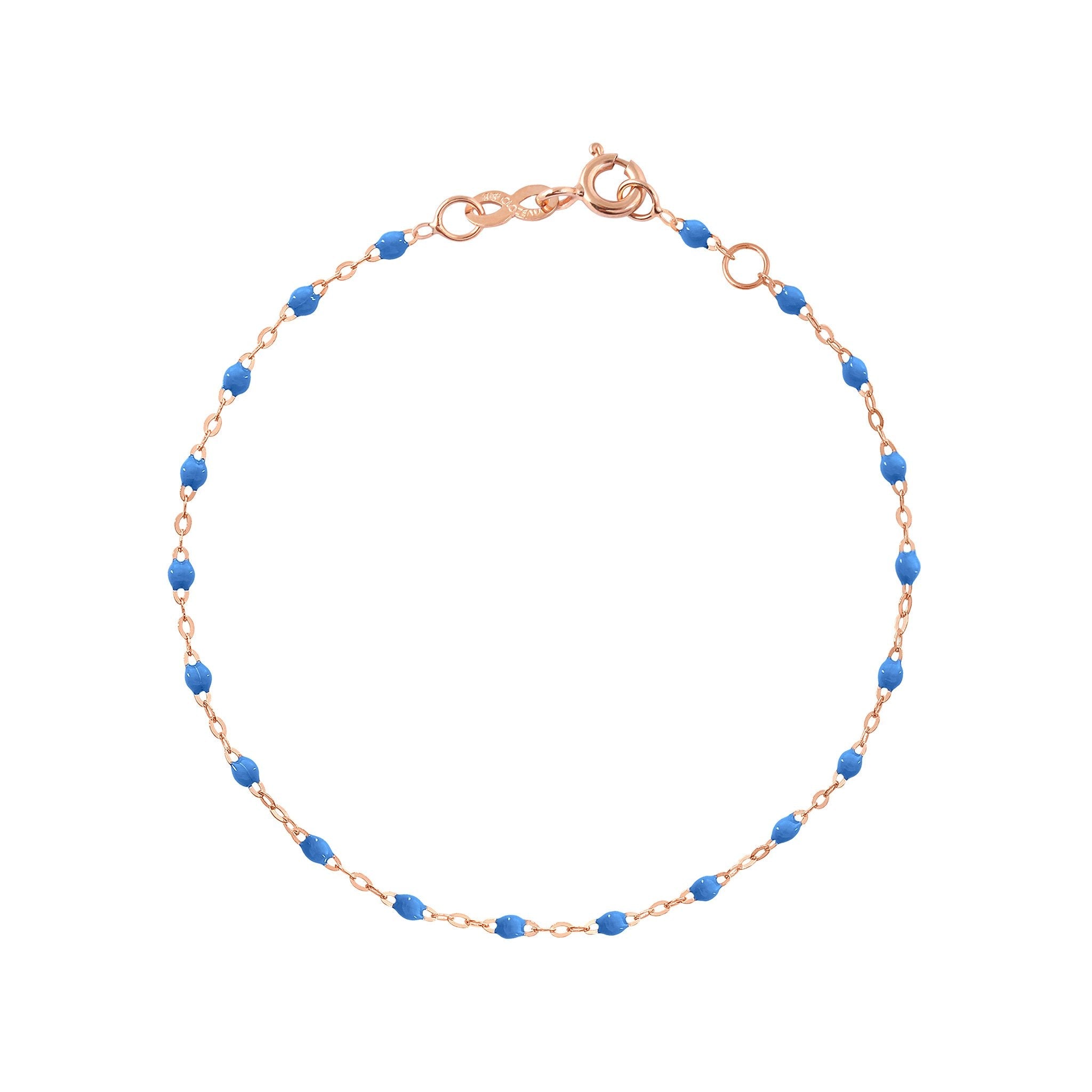 Bracelet bleu fluo Classique Gigi, or rose, 19 cm