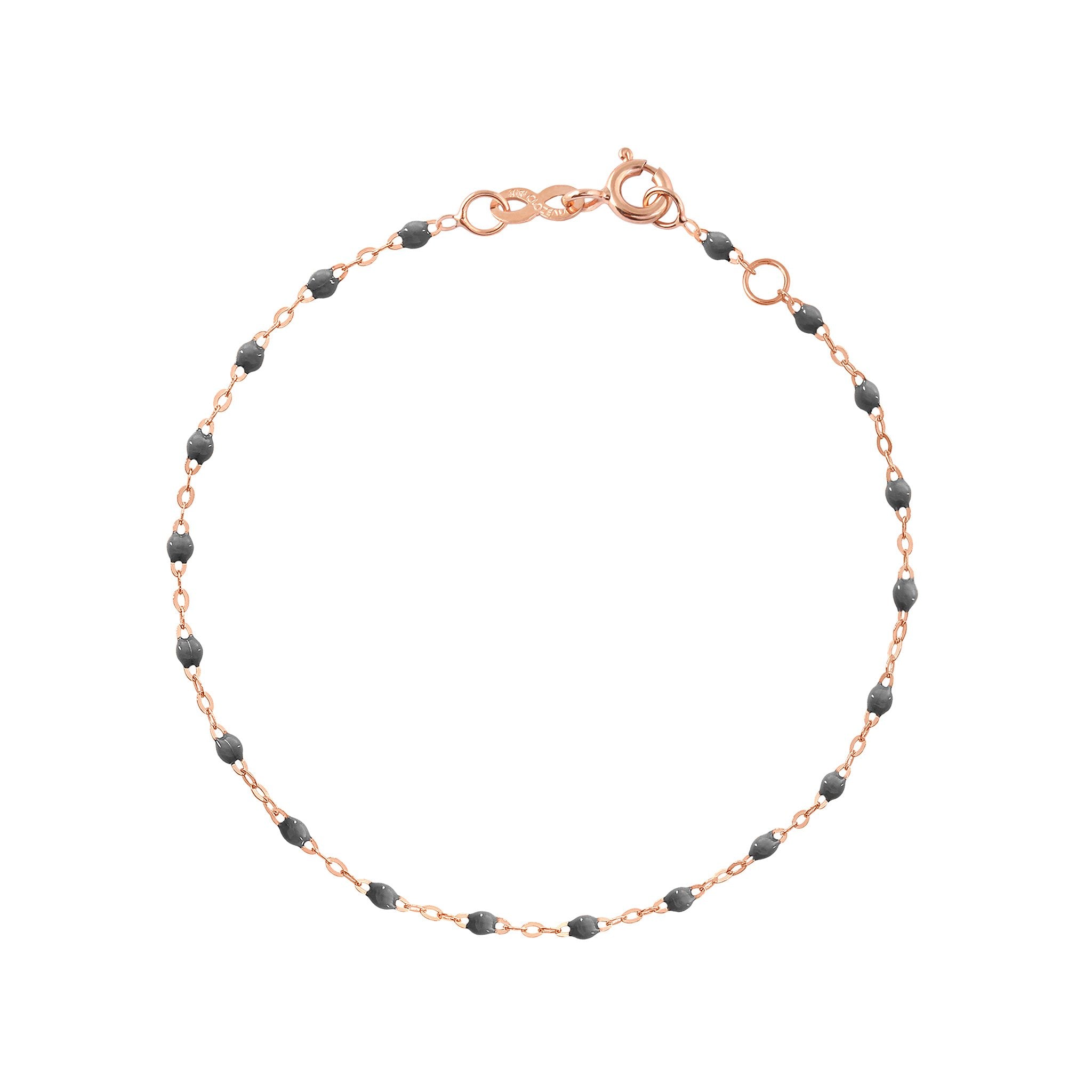 Bracelet gris foncé Classique Gigi, or rose, 17 cm