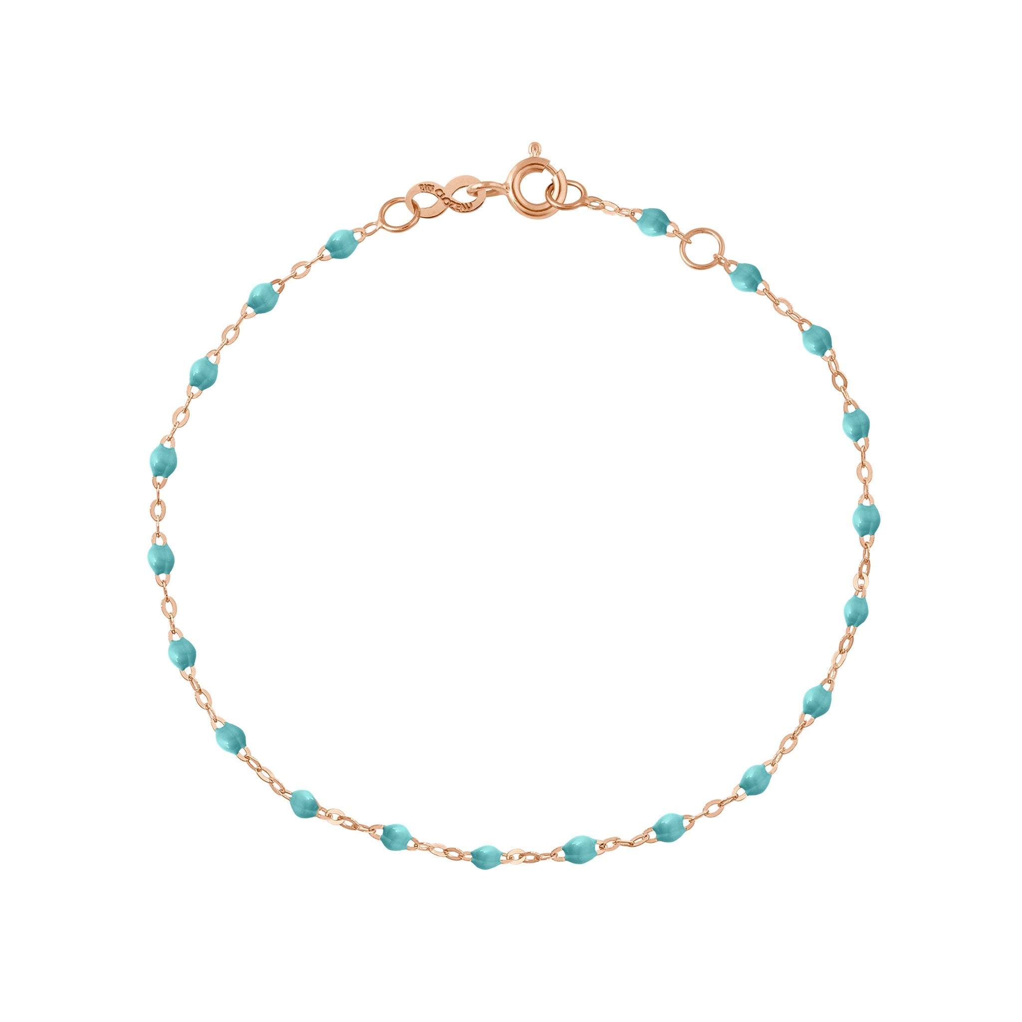 Bracelet cheville turquoise vert Classique Gigi, or rose, 24 cm