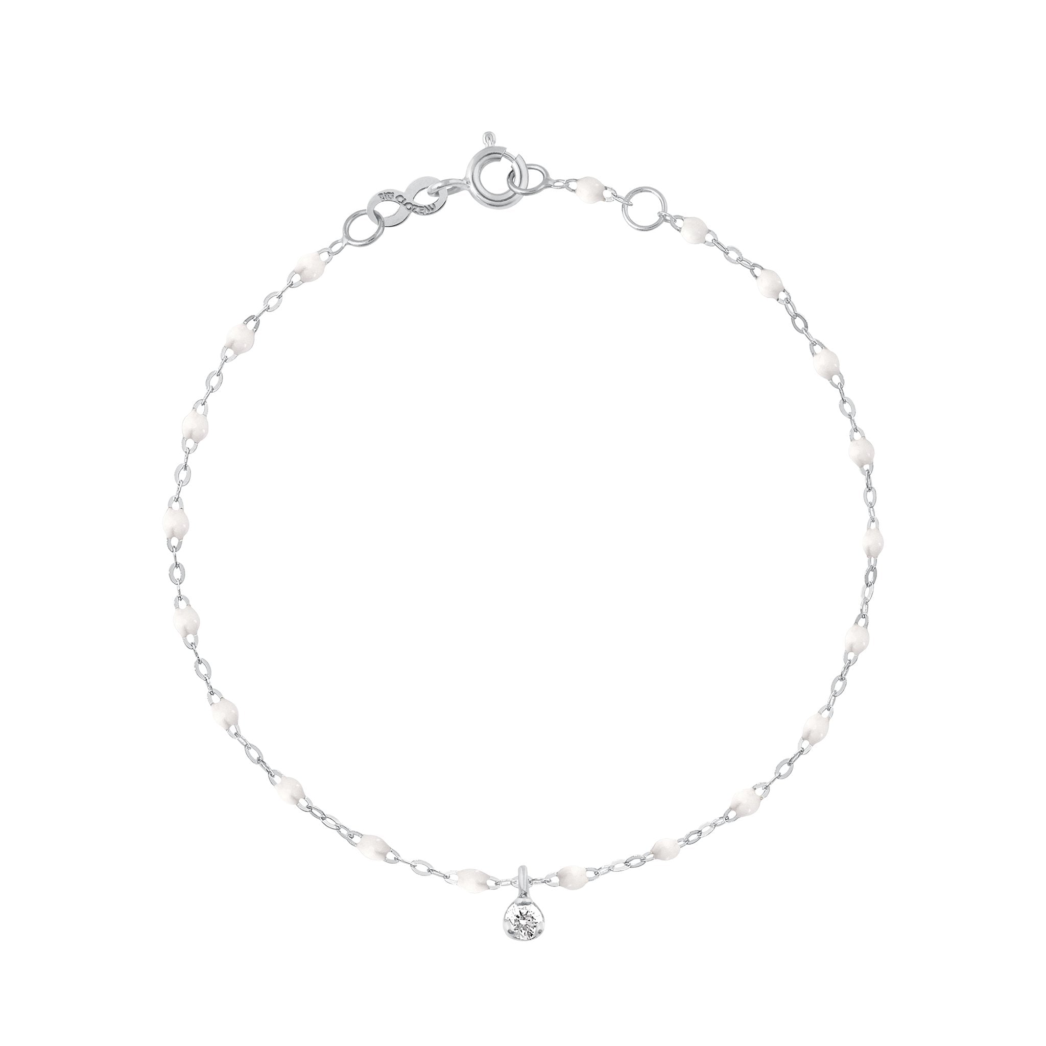 Bracelet blanc Gigi Suprême, or blanc, 1 diamant, 17 cm