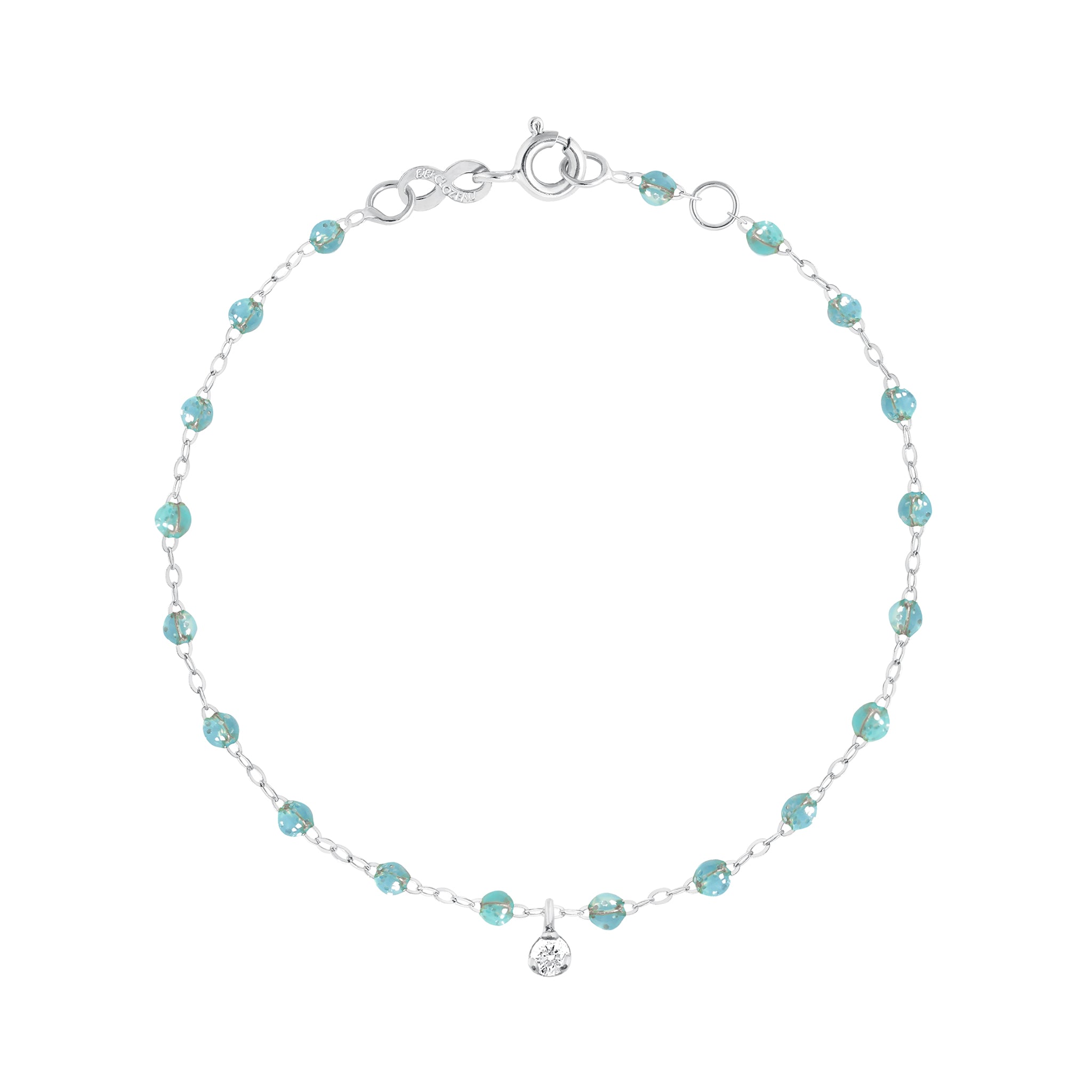 Bracelet aqua Gigi Suprême, or blanc, 1 diamant, 17 cm