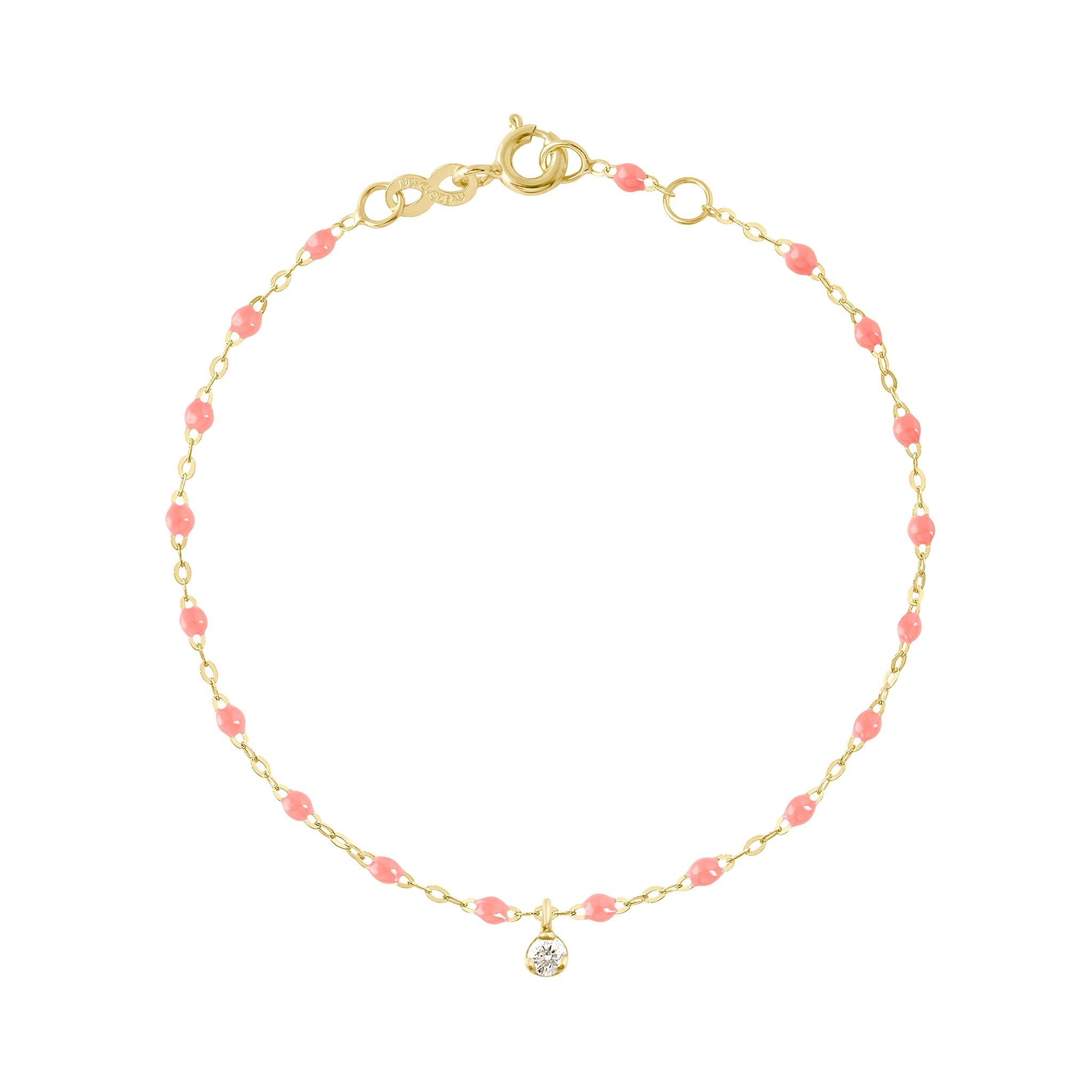 Bracelet fuchsia Gigi Suprême, or jaune, 1 diamant, 17 cm