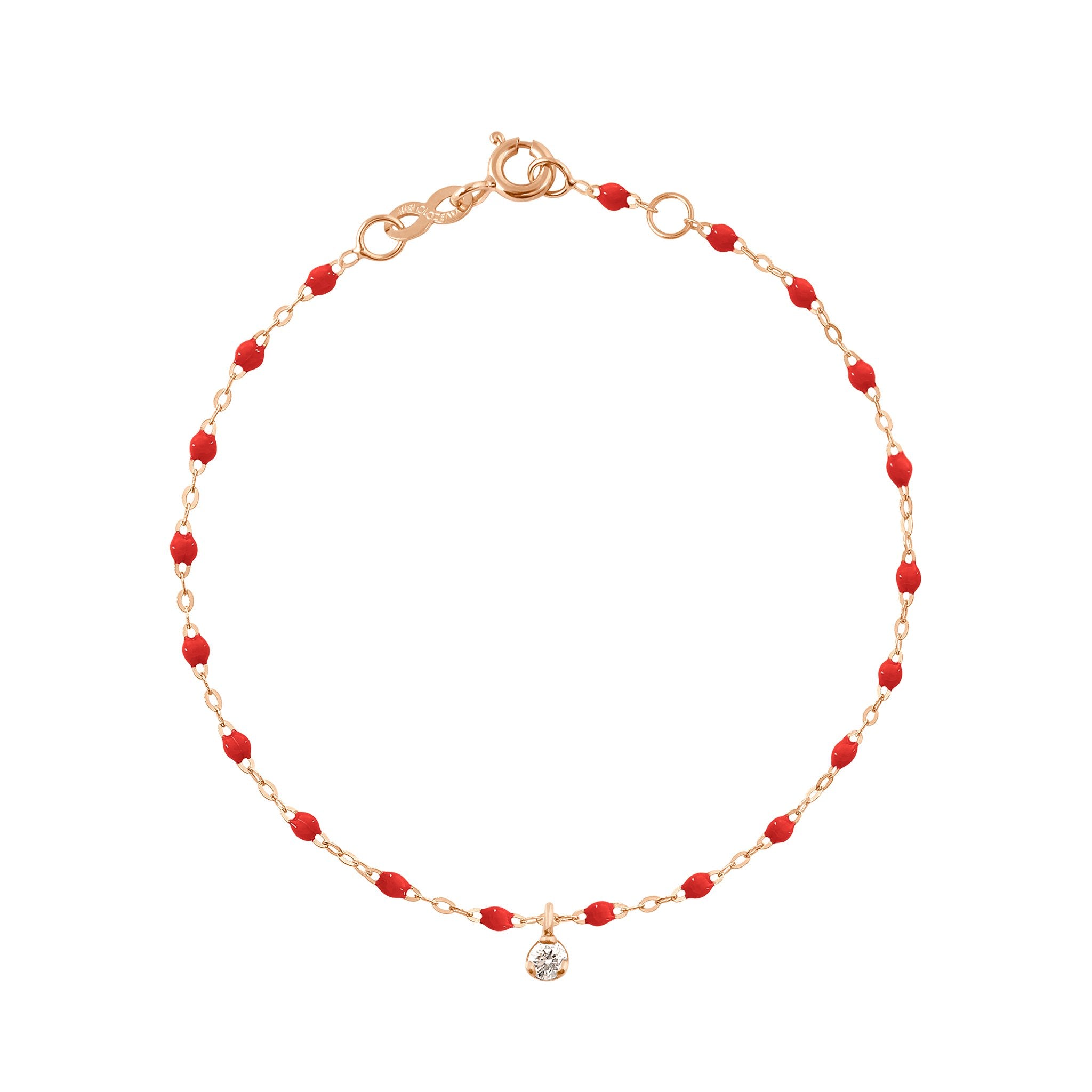 Bracelet coquelicot Gigi Suprême, or rose, 1 diamant, 17 cm