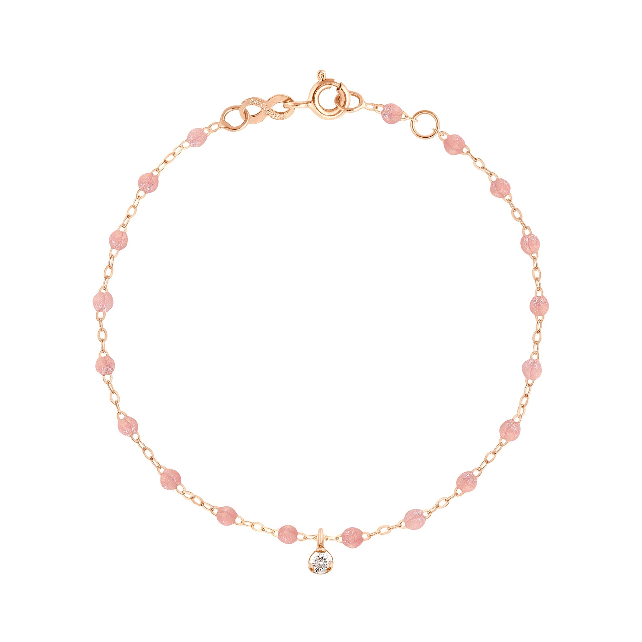 Bracelet blush Gigi Suprême, or rose, 1 diamant, 17 cm