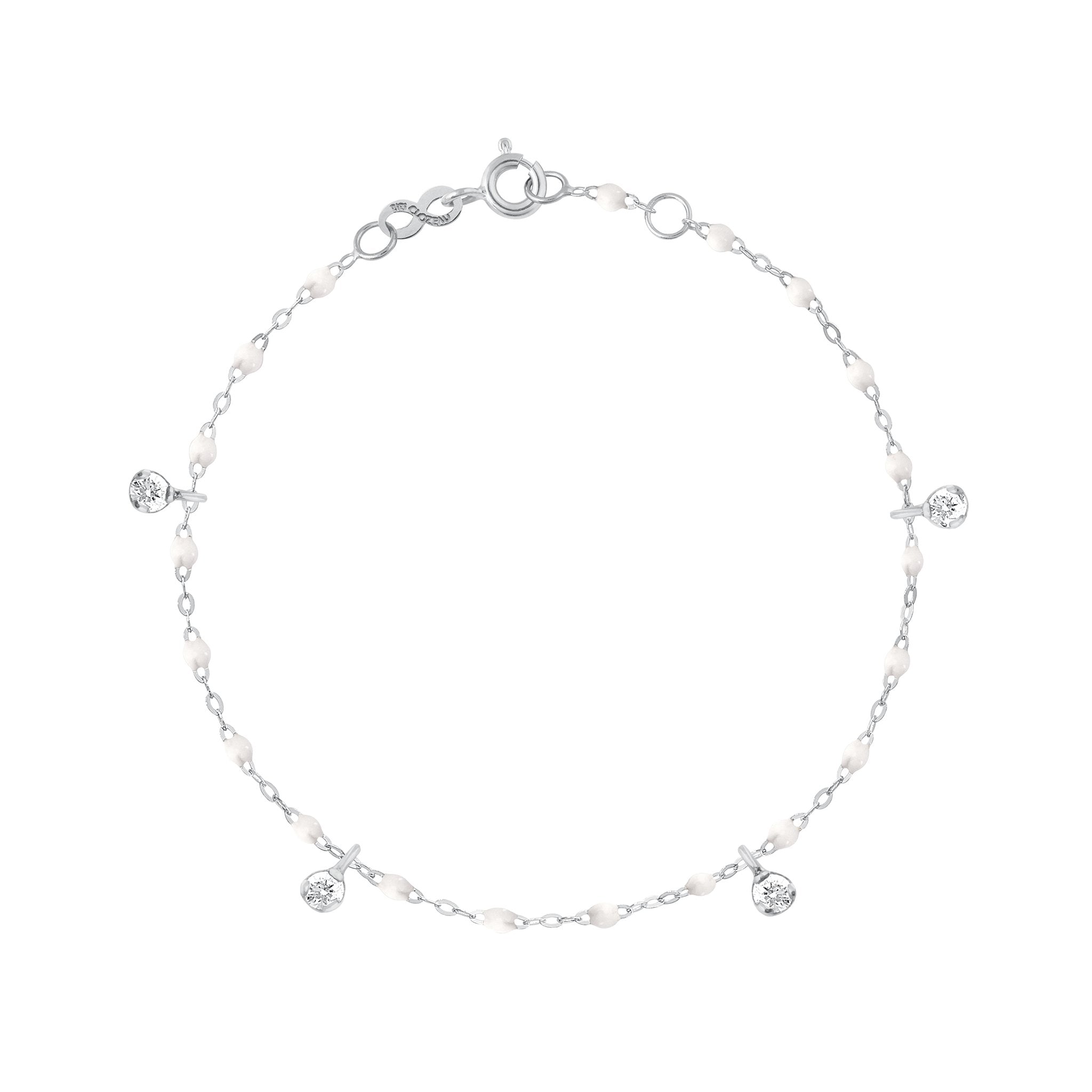 Bracelet blanc Gigi Suprême, or blanc, 4 diamants, 17 cm