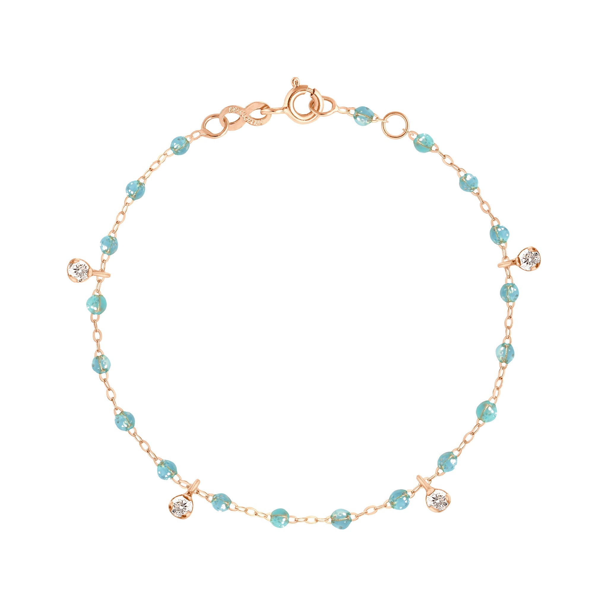 Bracelet aqua Gigi Suprême, or rose, 4 diamants, 17 cm