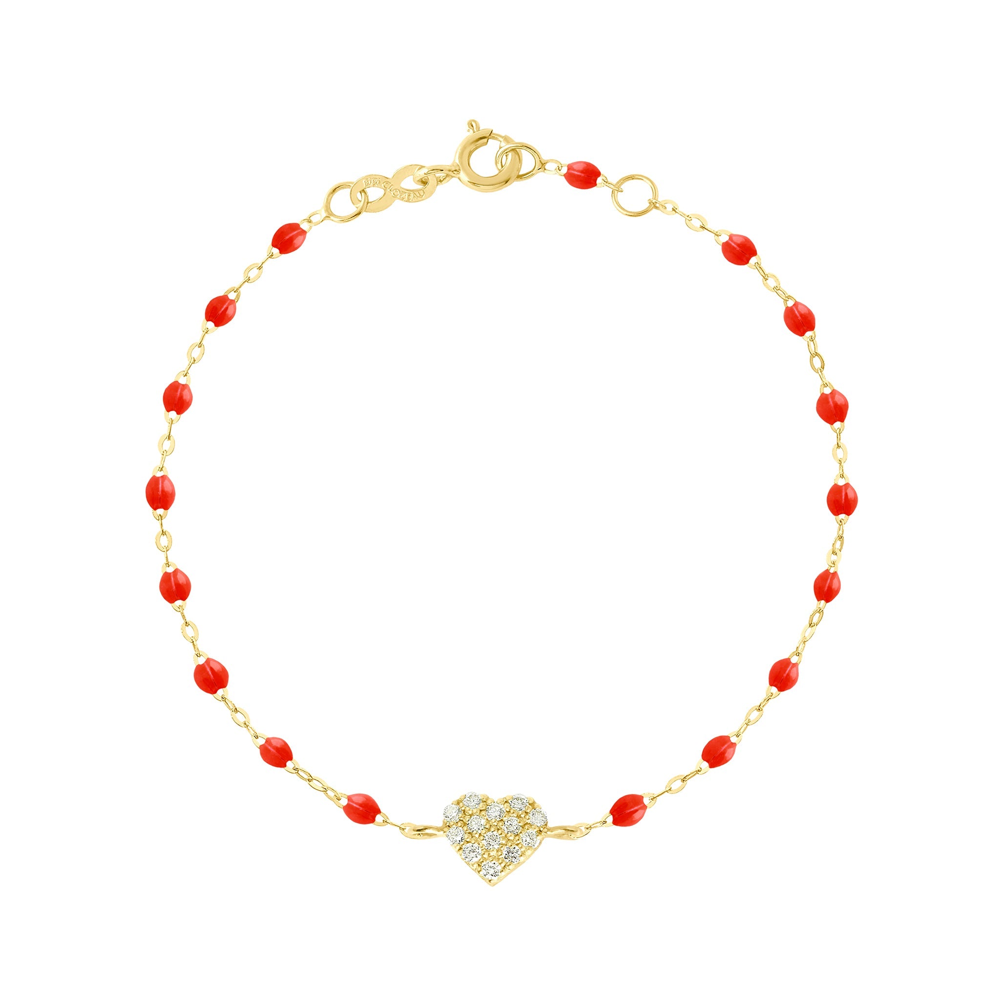 Bracelet corail In Love, diamants, or jaune, 17 cm