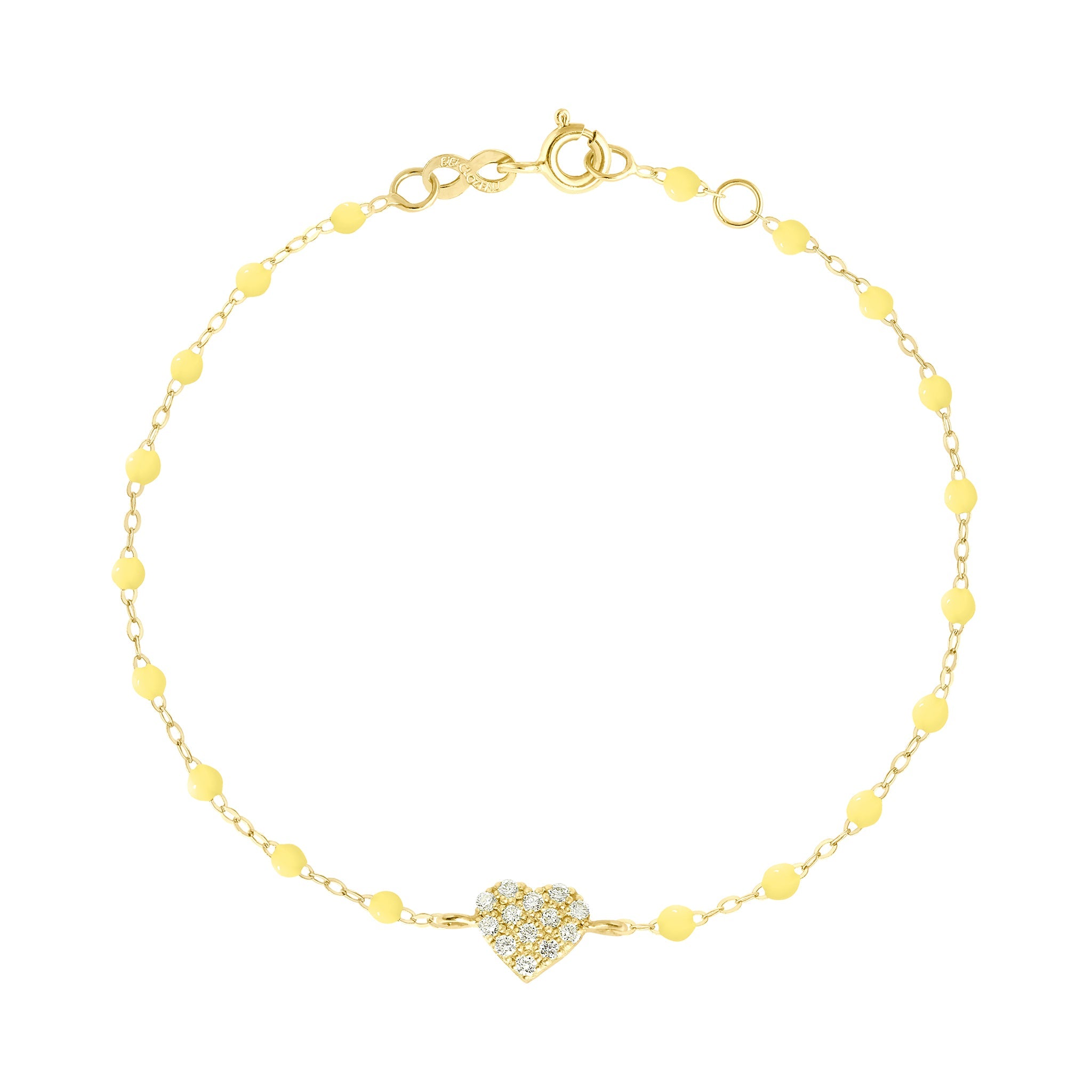 Bracelet mimosa Cœur In Love, Diamants, or jaune, 17 cm