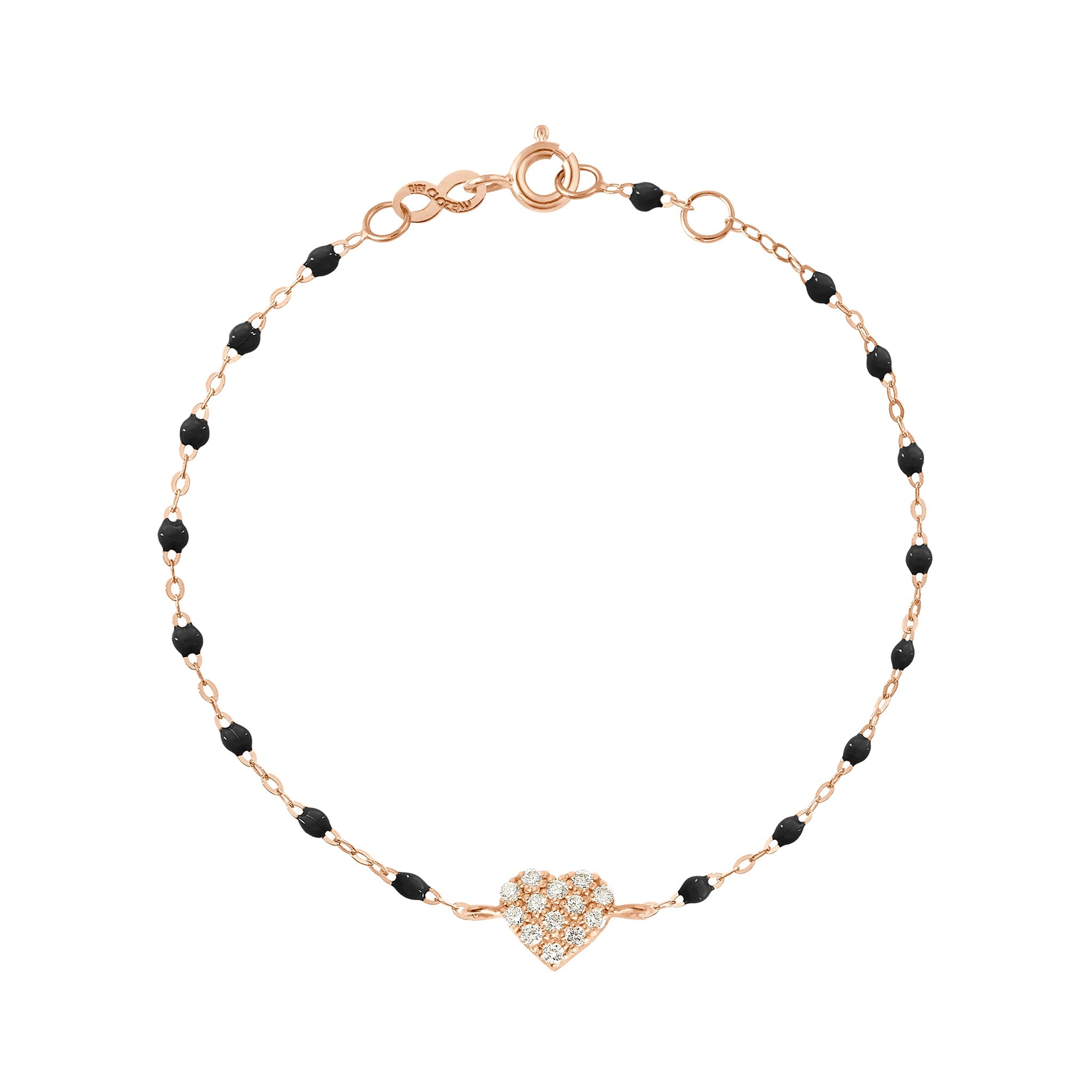 Bracelet noir In Love, diamants, or rose, 17 cm