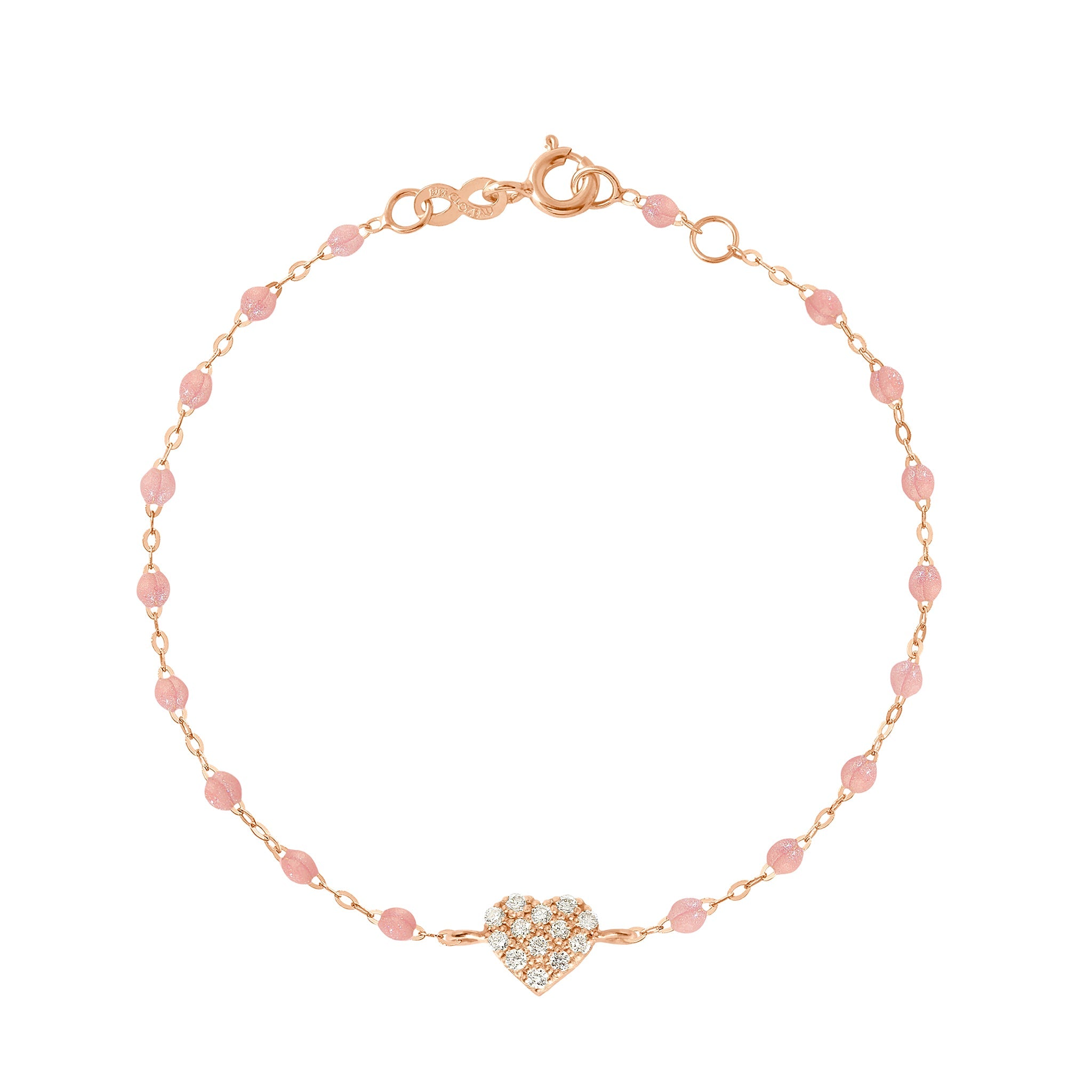 Bracelet blush In Love, diamants, or rose, 17 cm