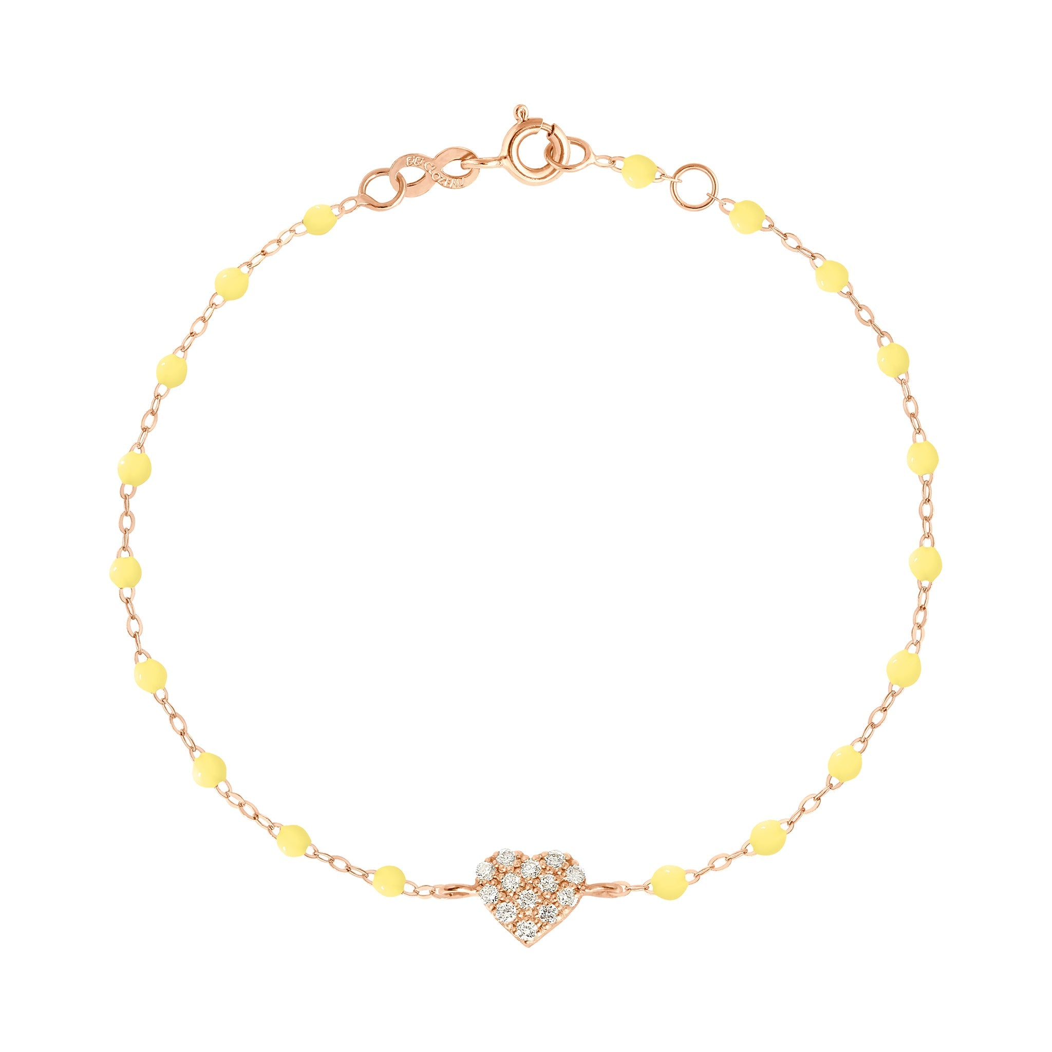 Bracelet mimosa Cœur In Love, Diamants, or rose, 17 cm