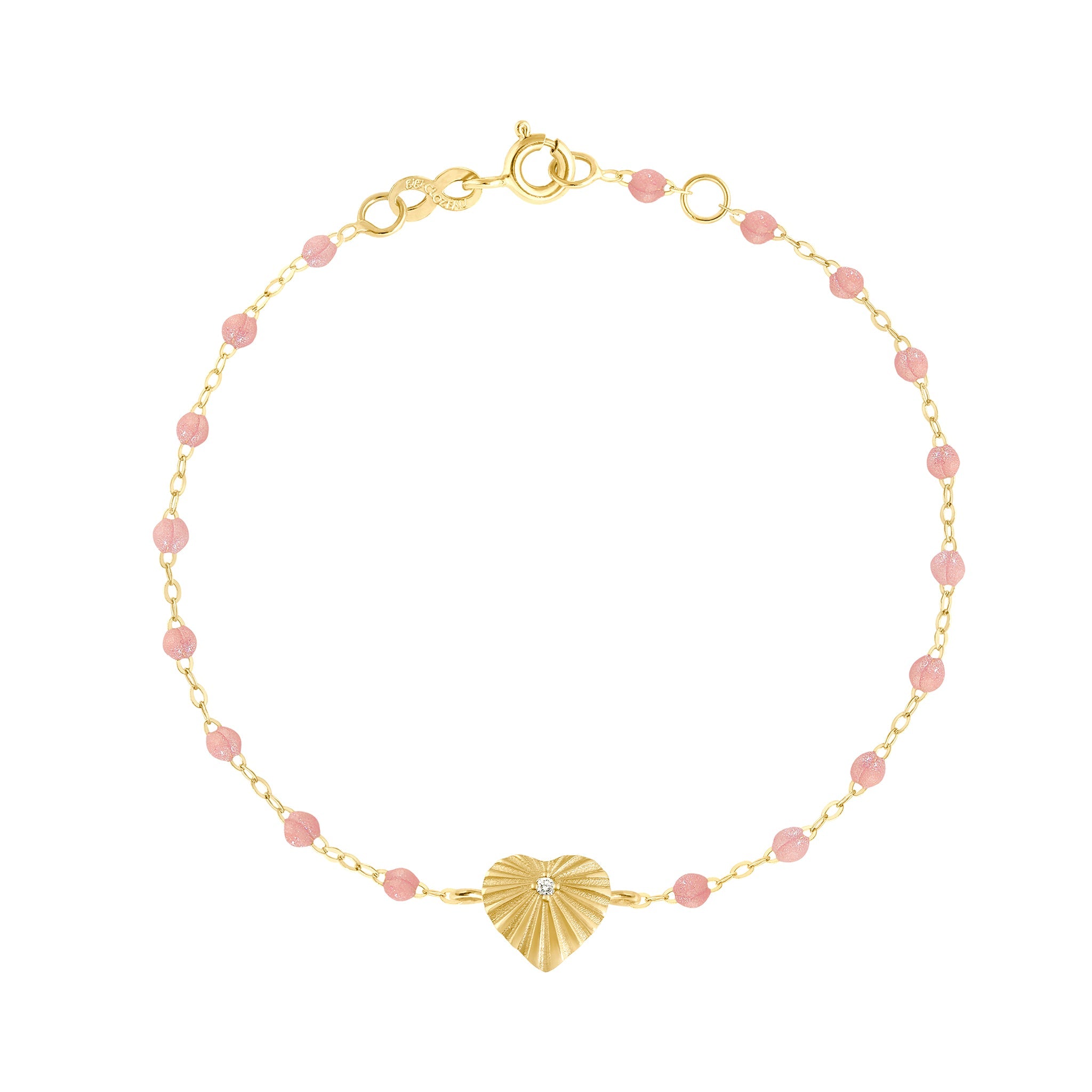 Bracelet blush Cœur Lumière, diamant, or jaune, 17 cm