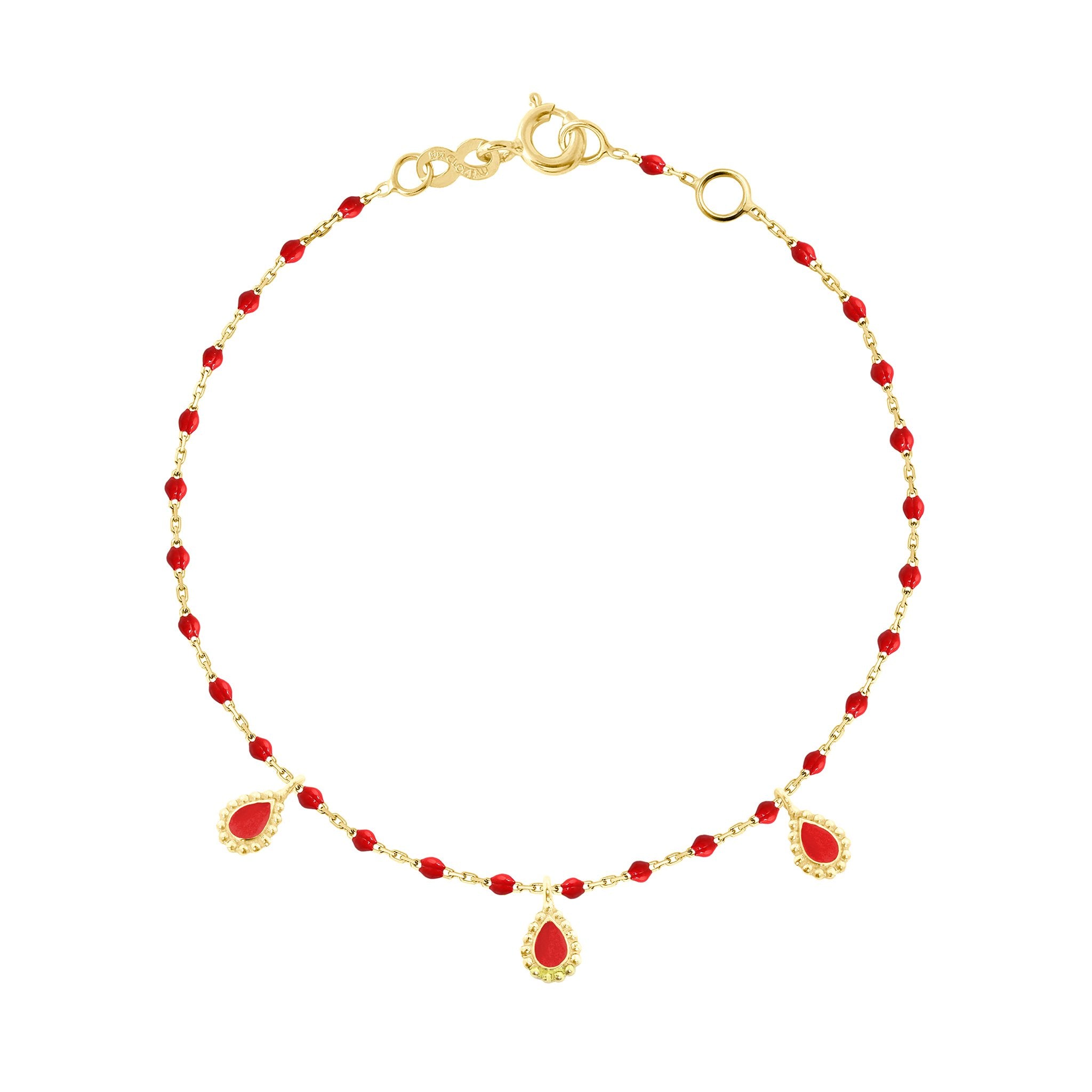 Bracelet coquelicot Lucky Cashmere, or jaune, 17 cm