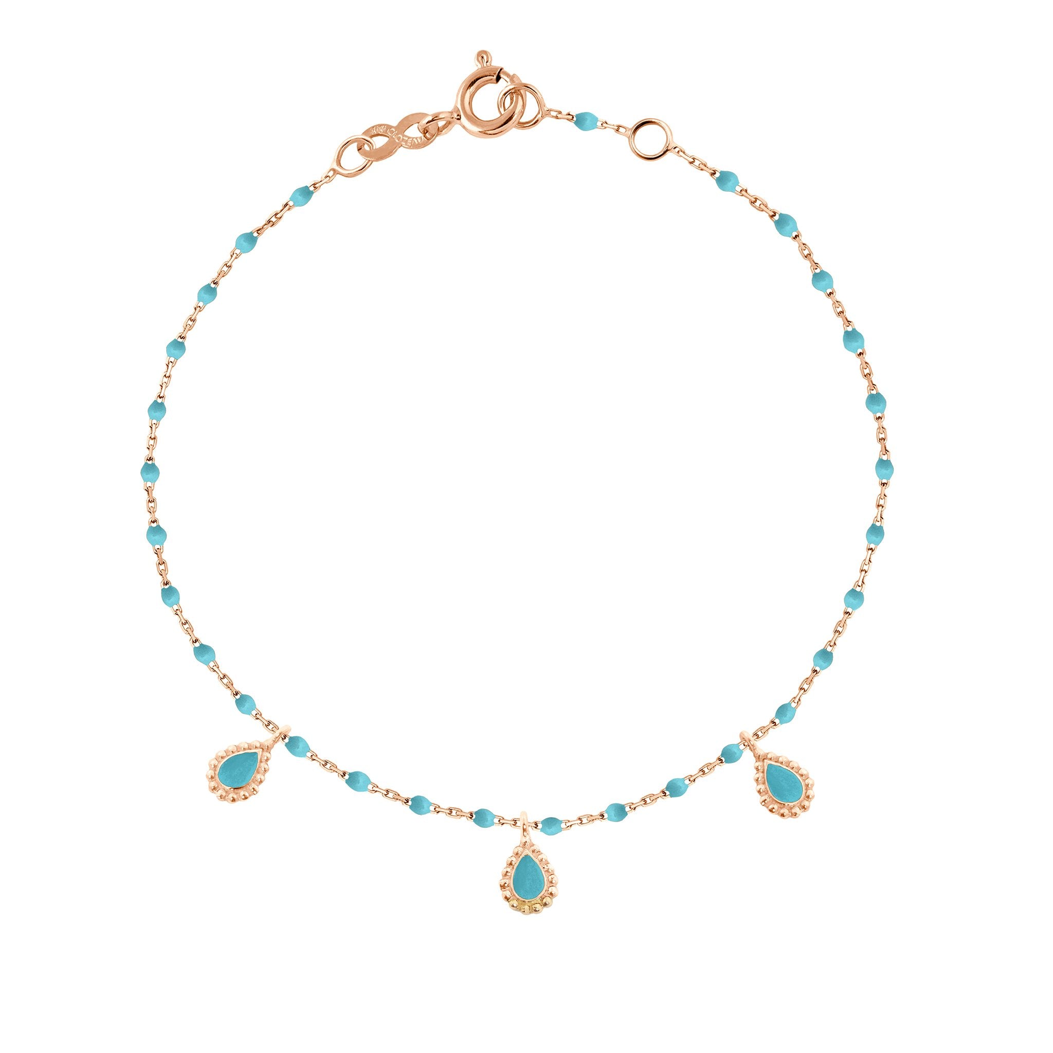 Bracelet turquoise Lucky Cashmere, or rose, 17 cm