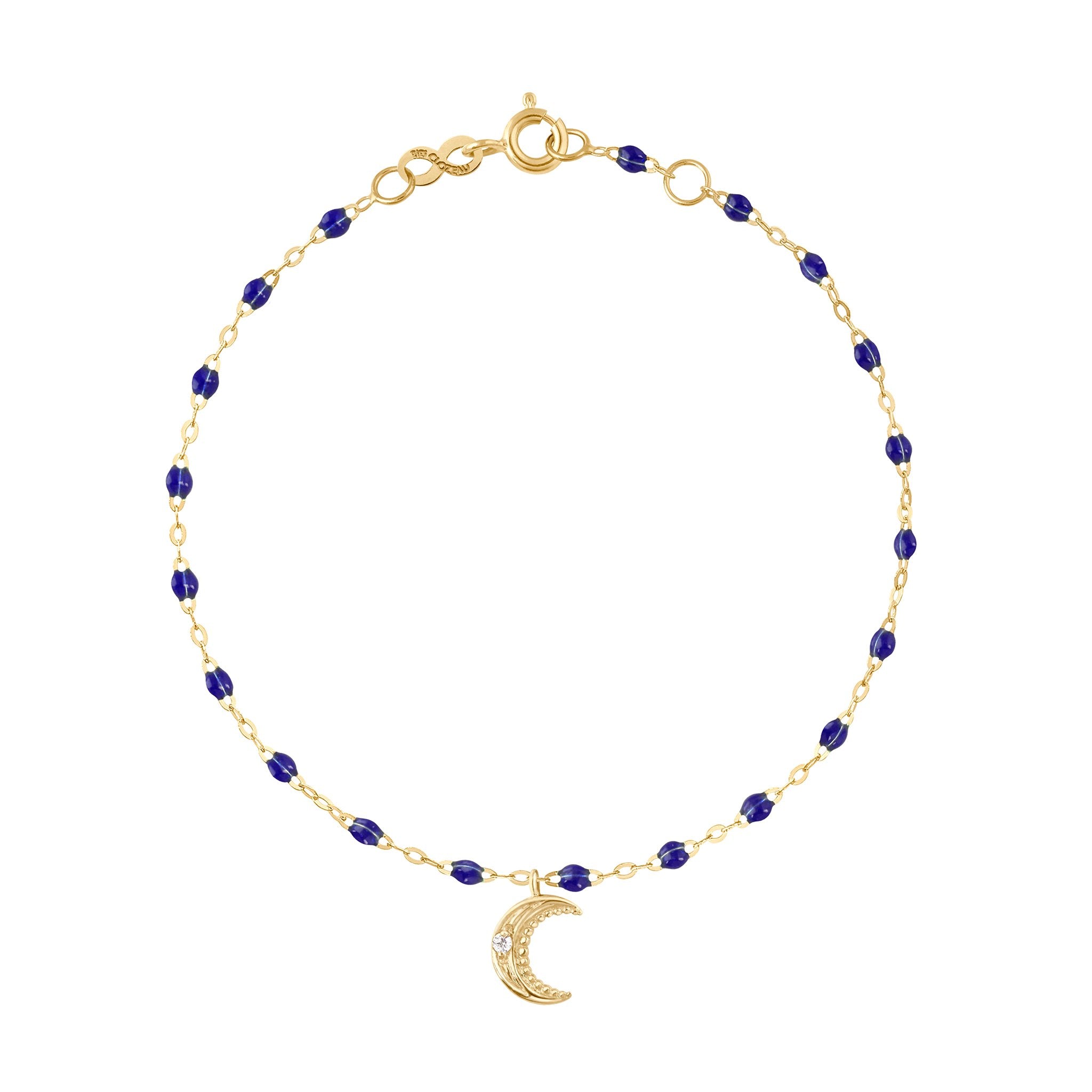 Bracelet prusse Lune, diamants, or jaune, 17 cm