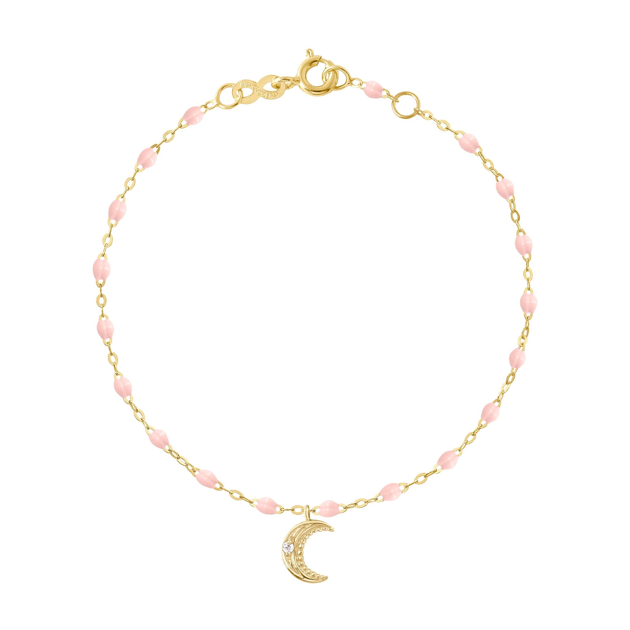 Bracelet rose bébé Lune, diamants, or jaune, 17 cm