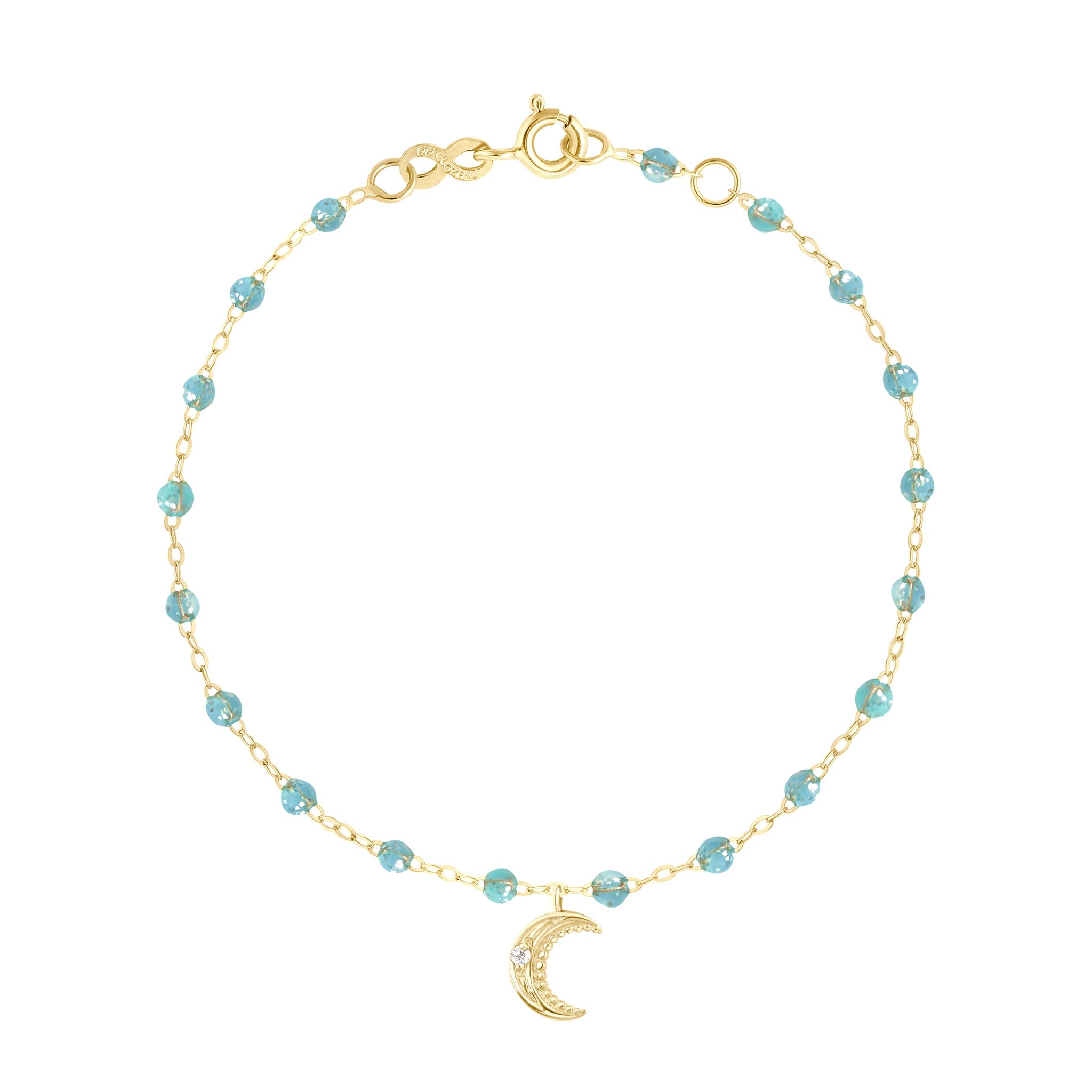 Bracelet aqua Lune, diamants, or jaune, 17 cm