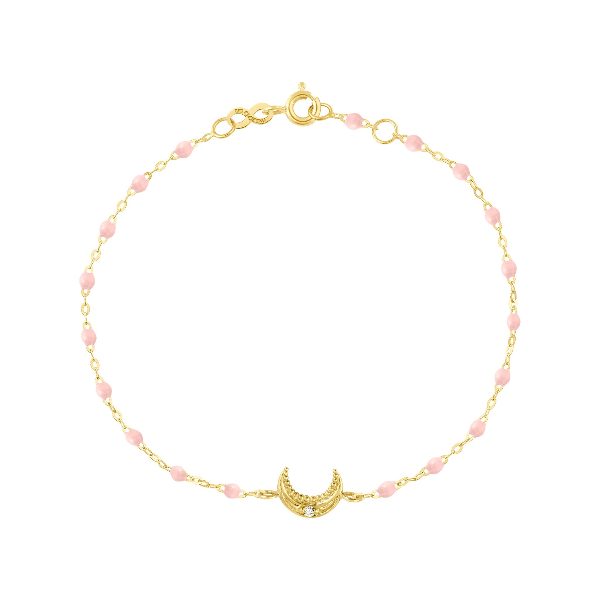 Bracelet rose bébé Lune, diamant, or jaune, 17 cm