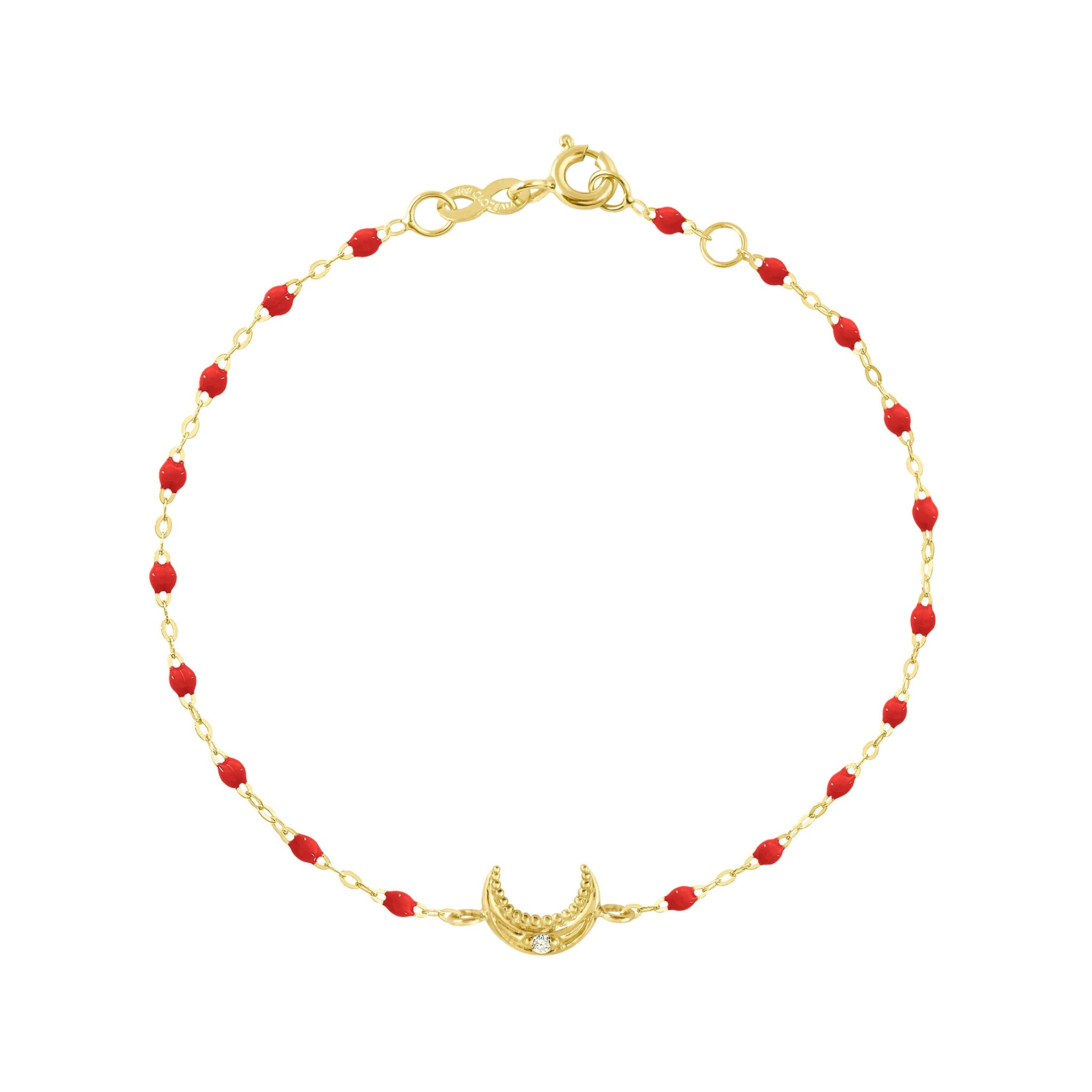 Bracelet coquelicot Lune, diamant, or jaune, 17 cm