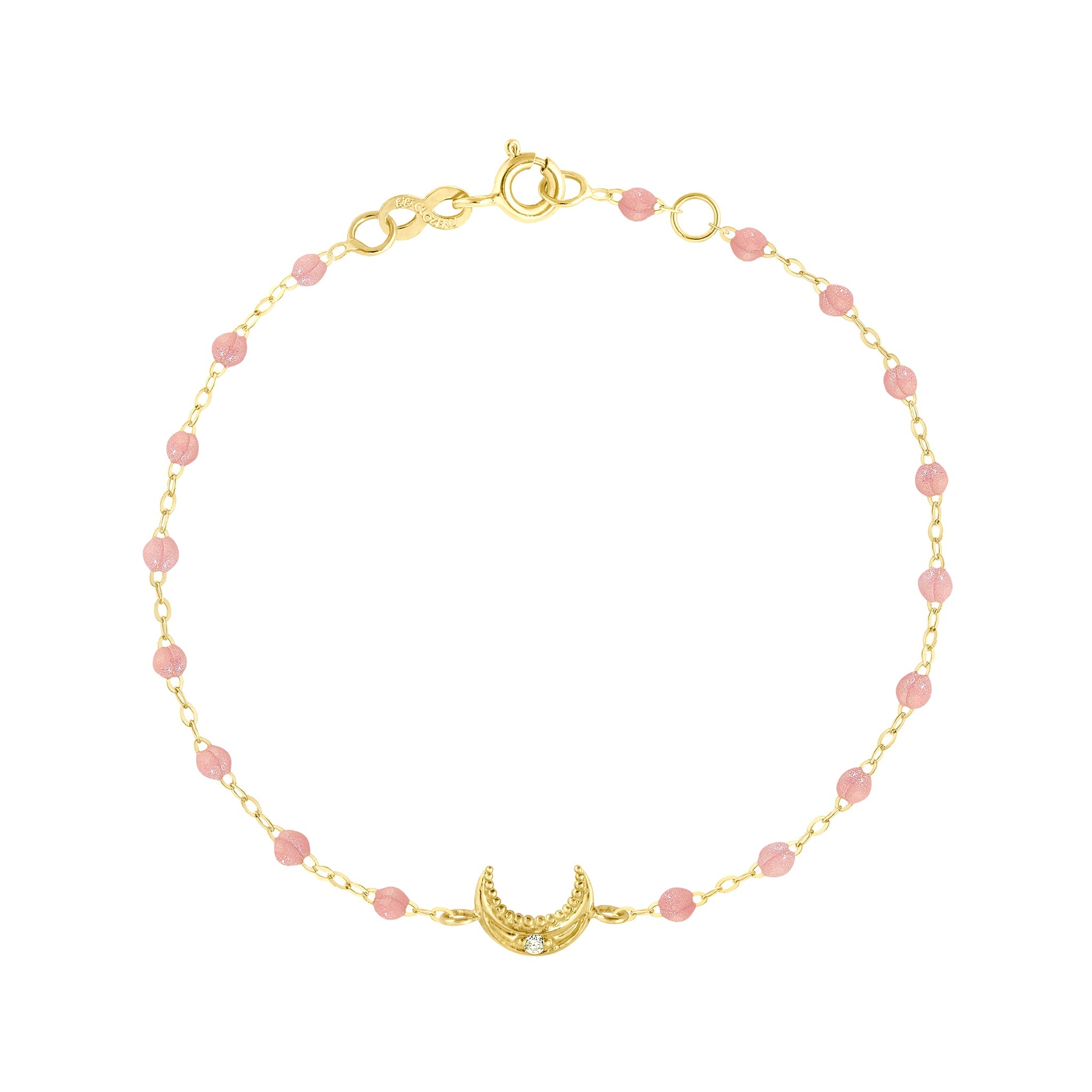 Bracelet blush Lune, diamant, or jaune, 17 cm