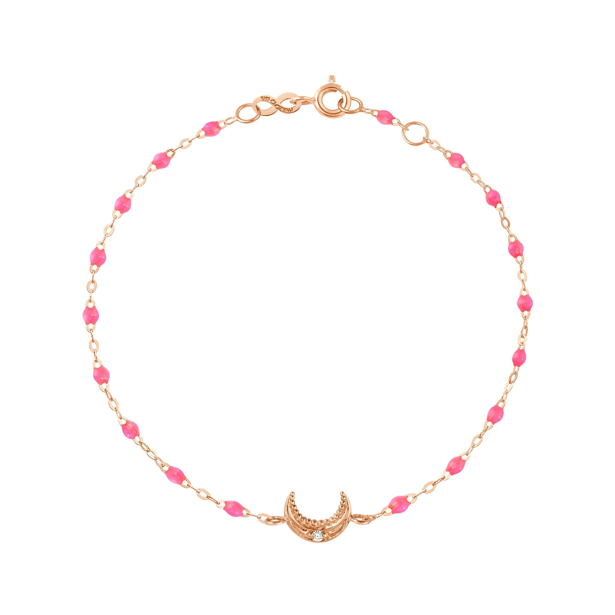 Bracelet rose fluo Lune, diamant, or rose, 17 cm