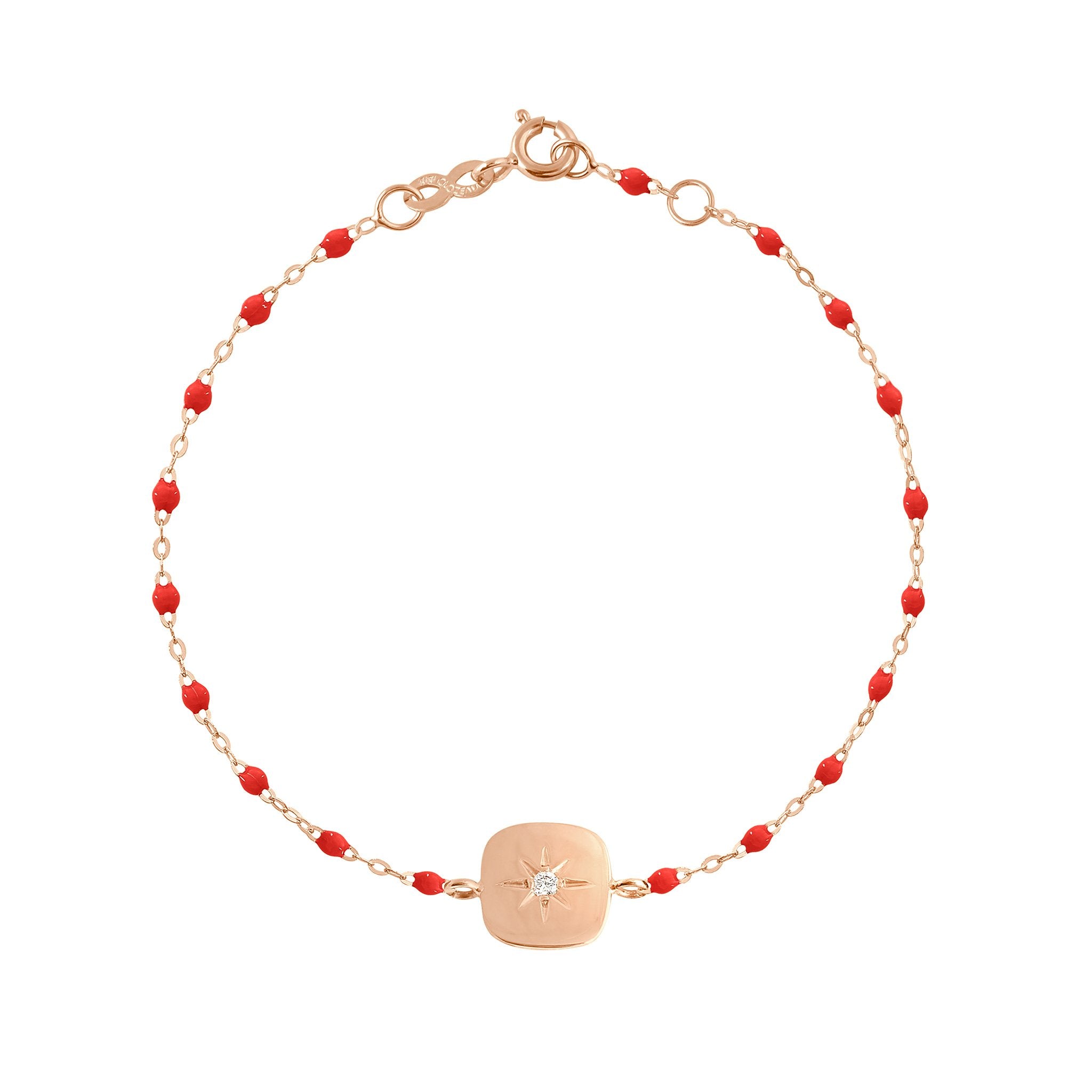 Bracelet coquelicot Miss Gigi diamant, or rose, 17 cm