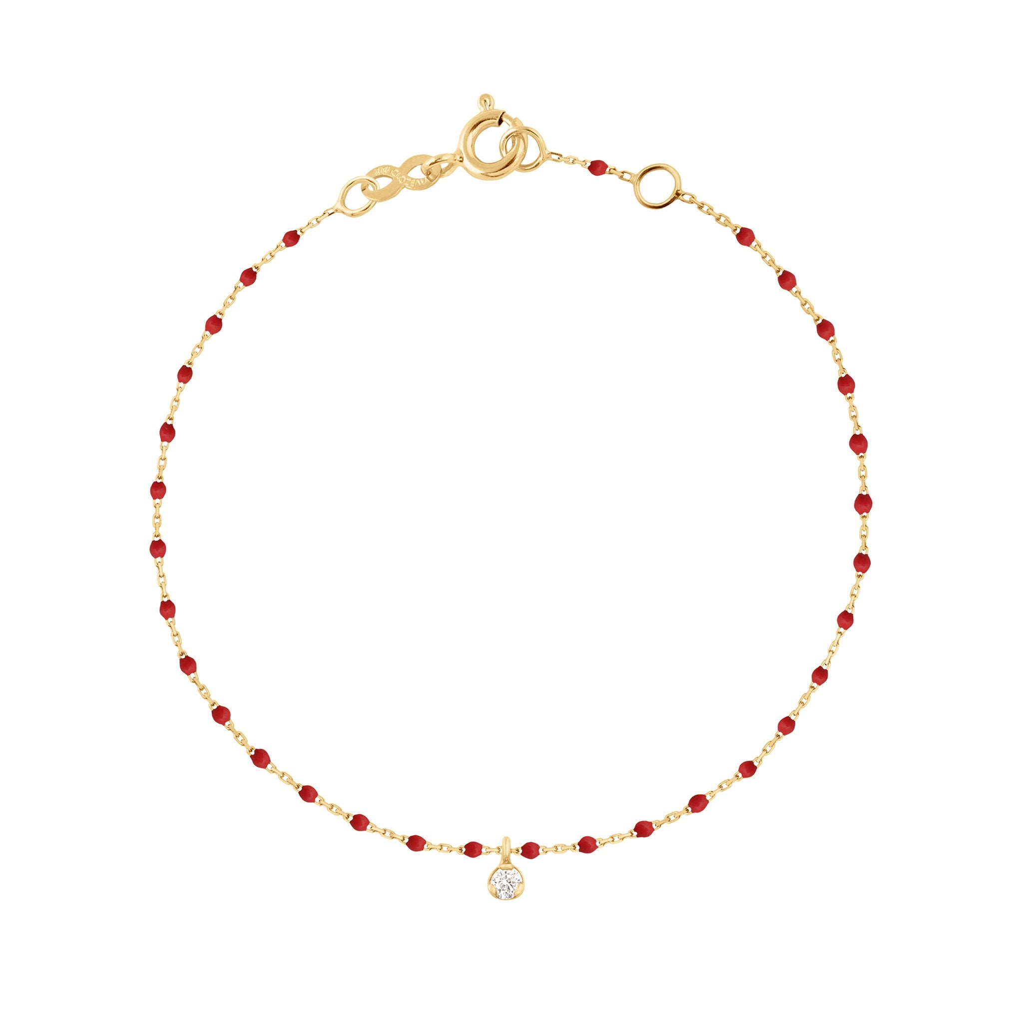 Bracelet coquelicot Mini Gigi, or jaune, 1 diamant, 17 cm