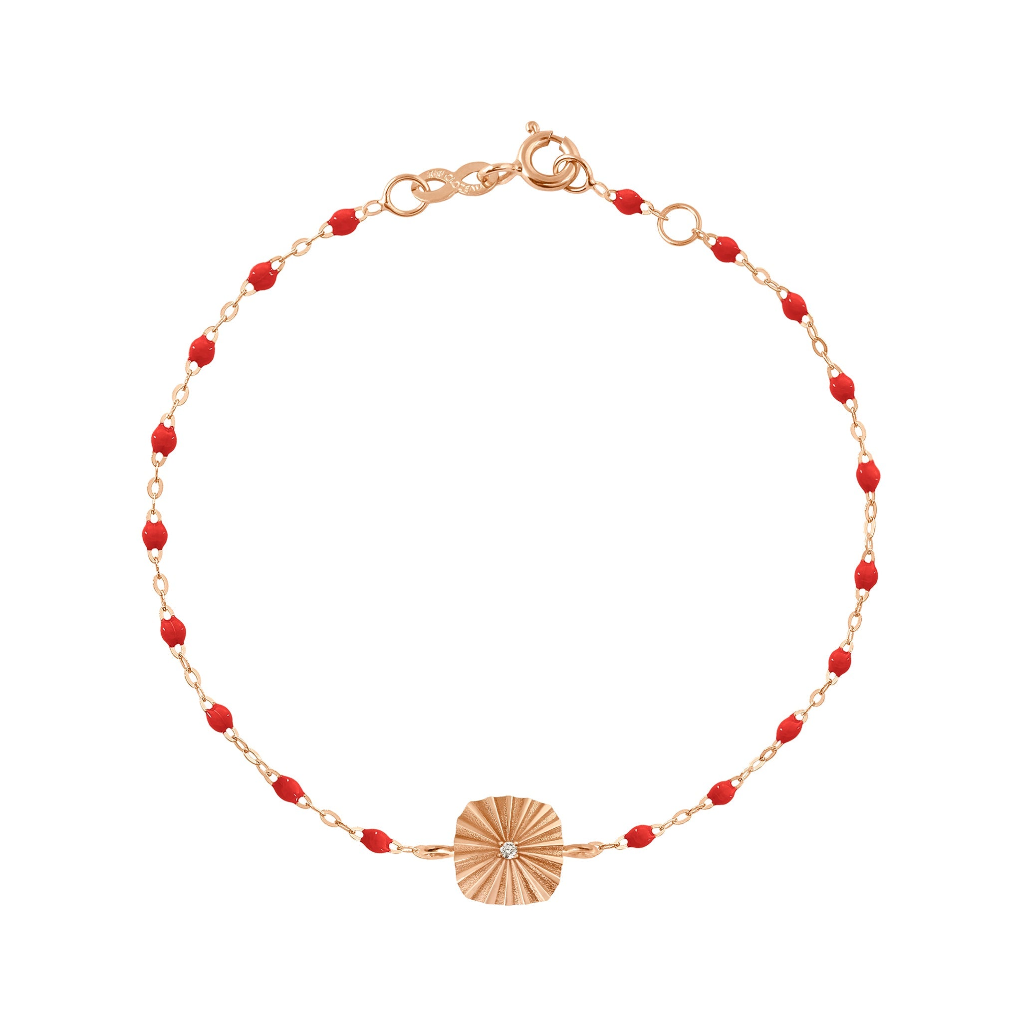 Bracelet coquelicot Miss Lumière diamant, or rose, 17 cm