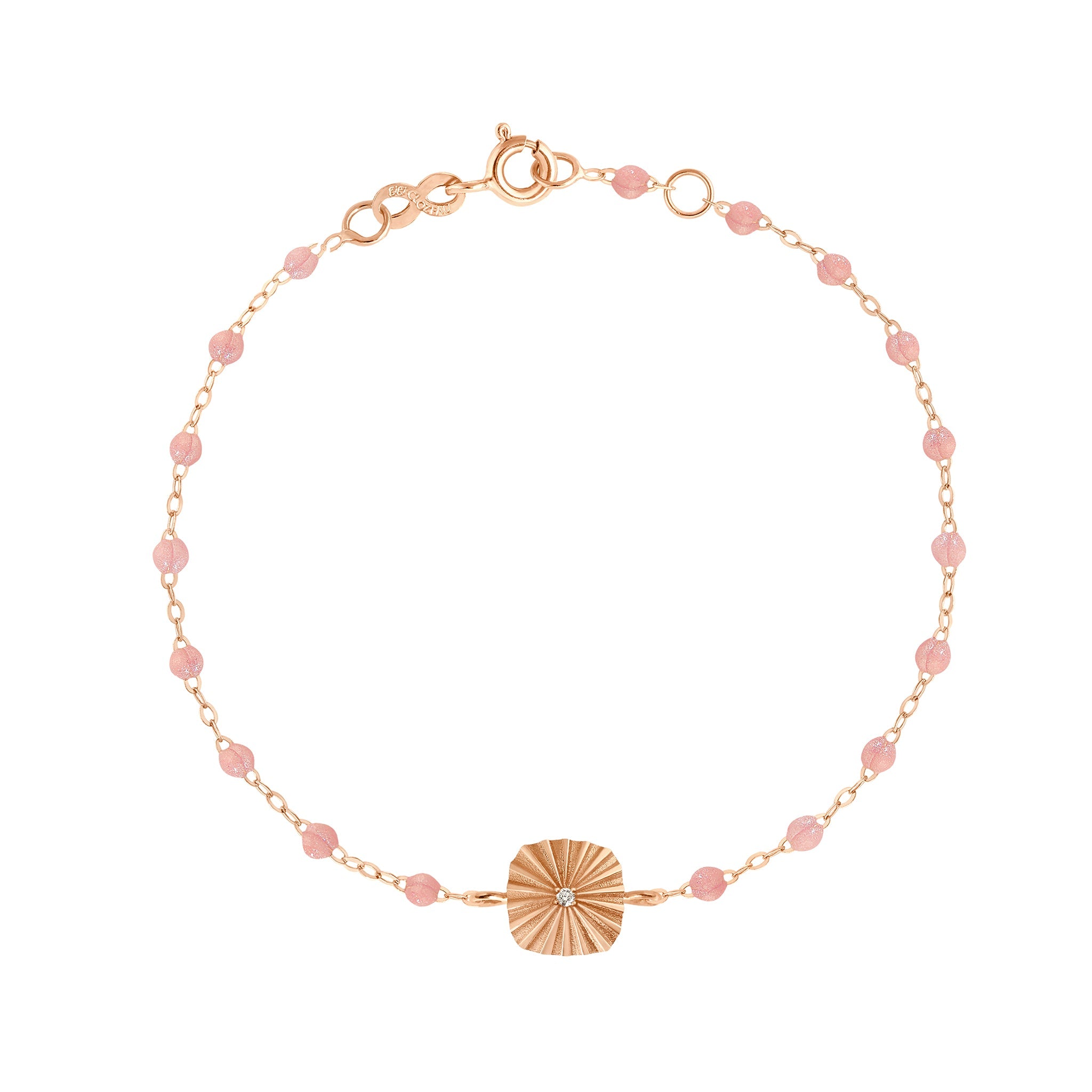 Bracelet blush Miss Lumière diamant, or rose, 17 cm