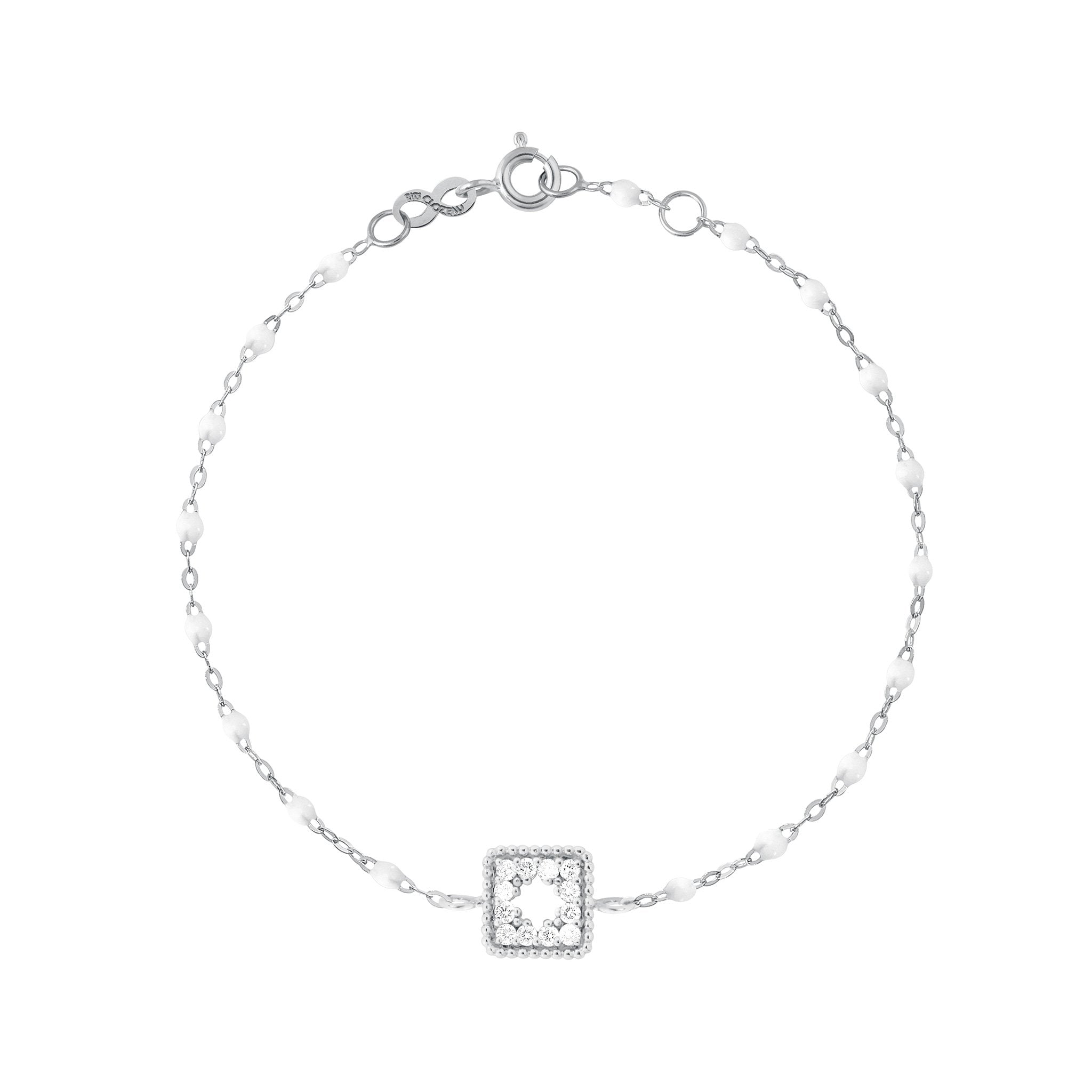 Bracelet blanc Trésor, diamants, or blanc, 17 cm