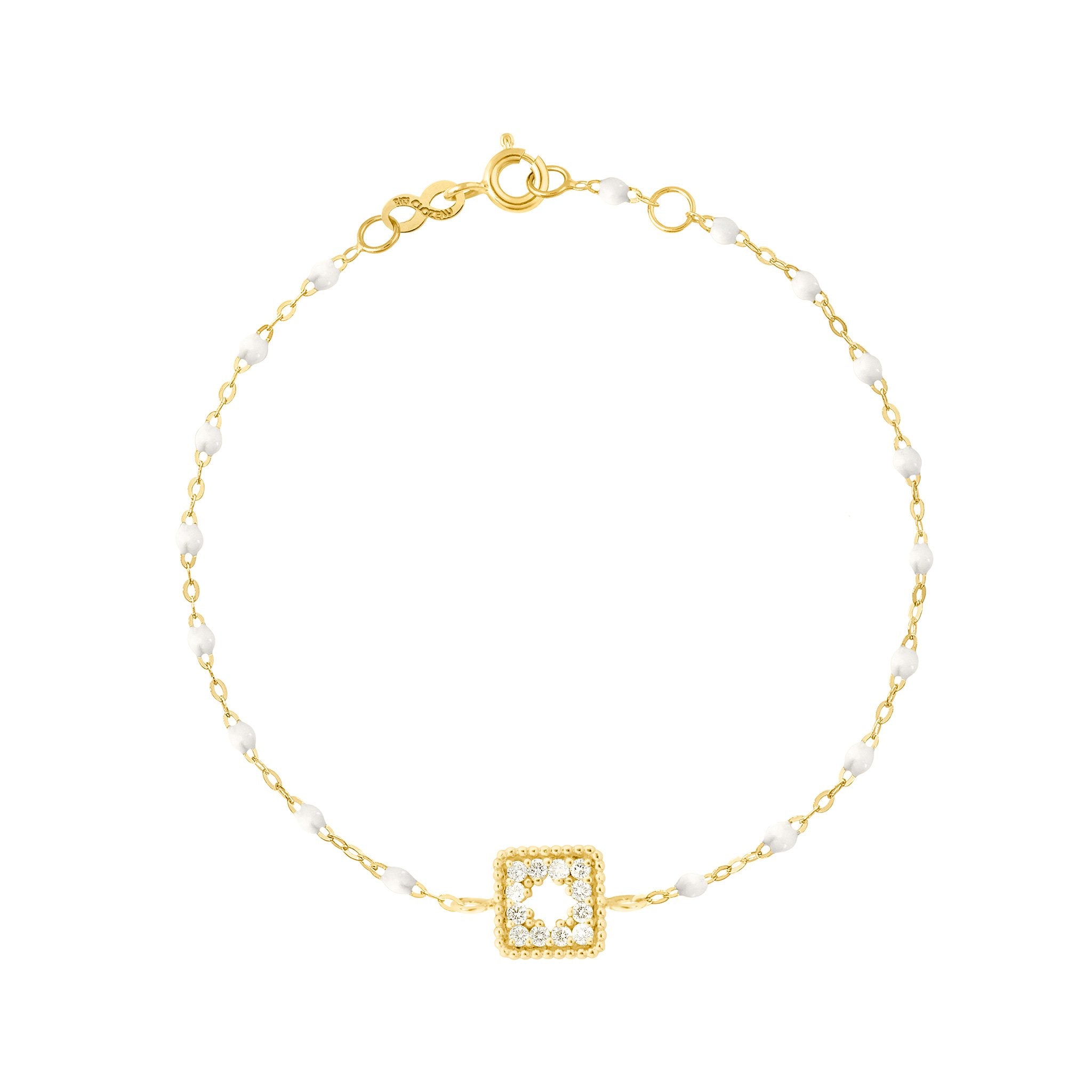 Bracelet blanc Trésor, diamants, or jaune, 17 cm