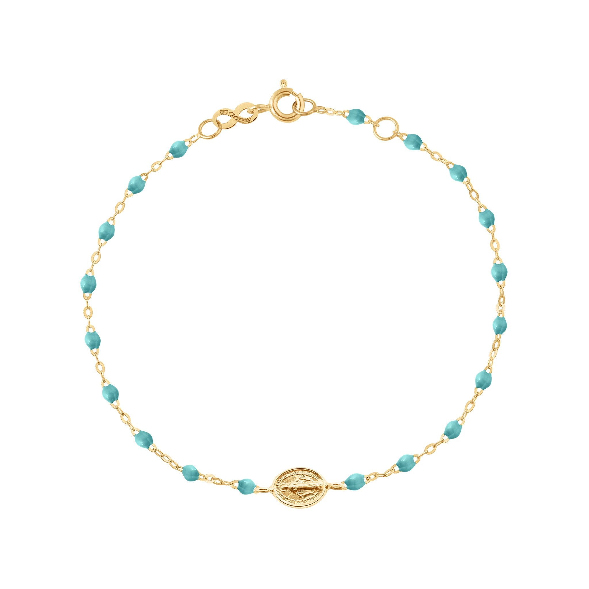 Bracelet turquoise vert Madone or jaune, 17 cm