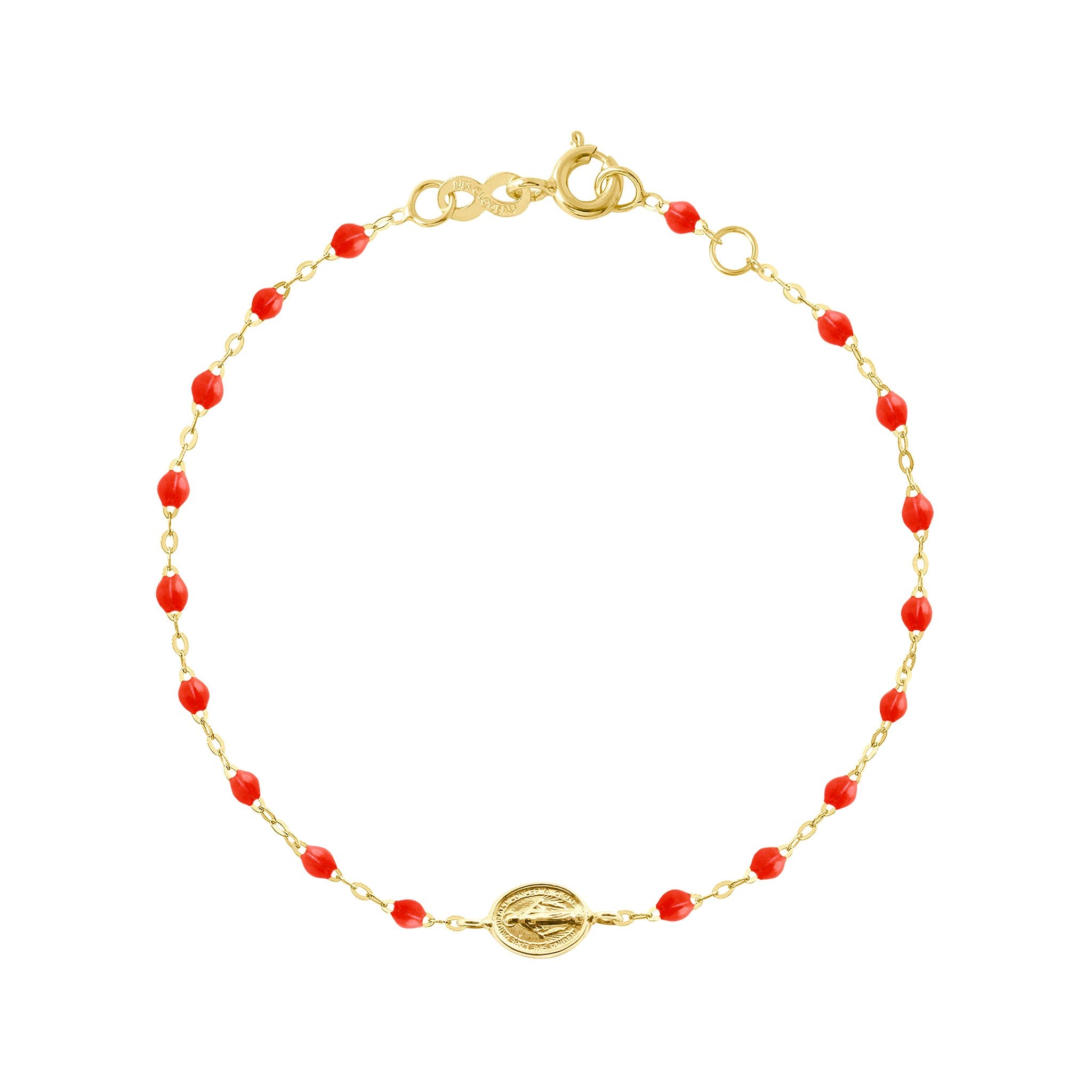 Bracelet corail Madone or jaune, 17 cm