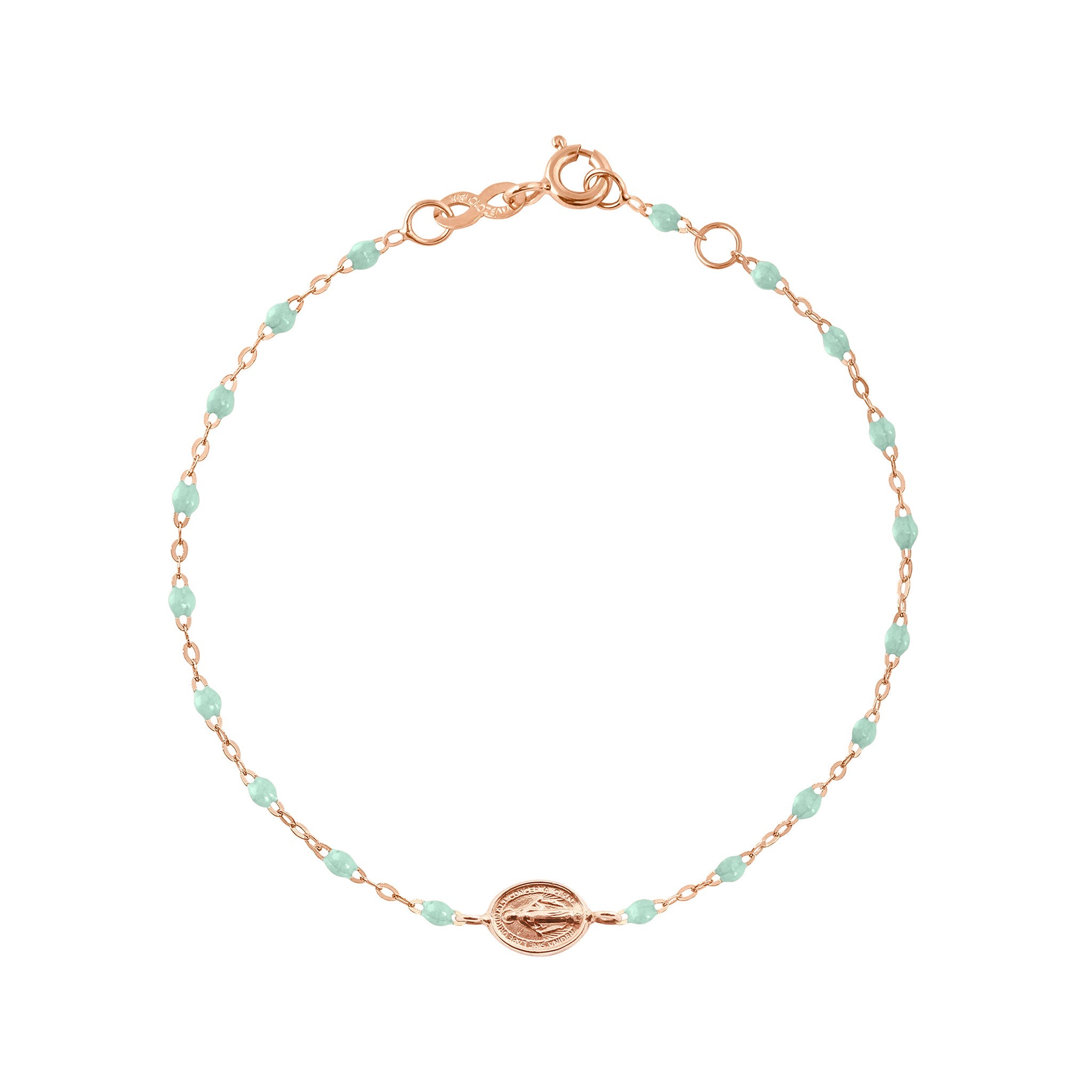 Bracelet enfant jade Madone or rose, 15 cm