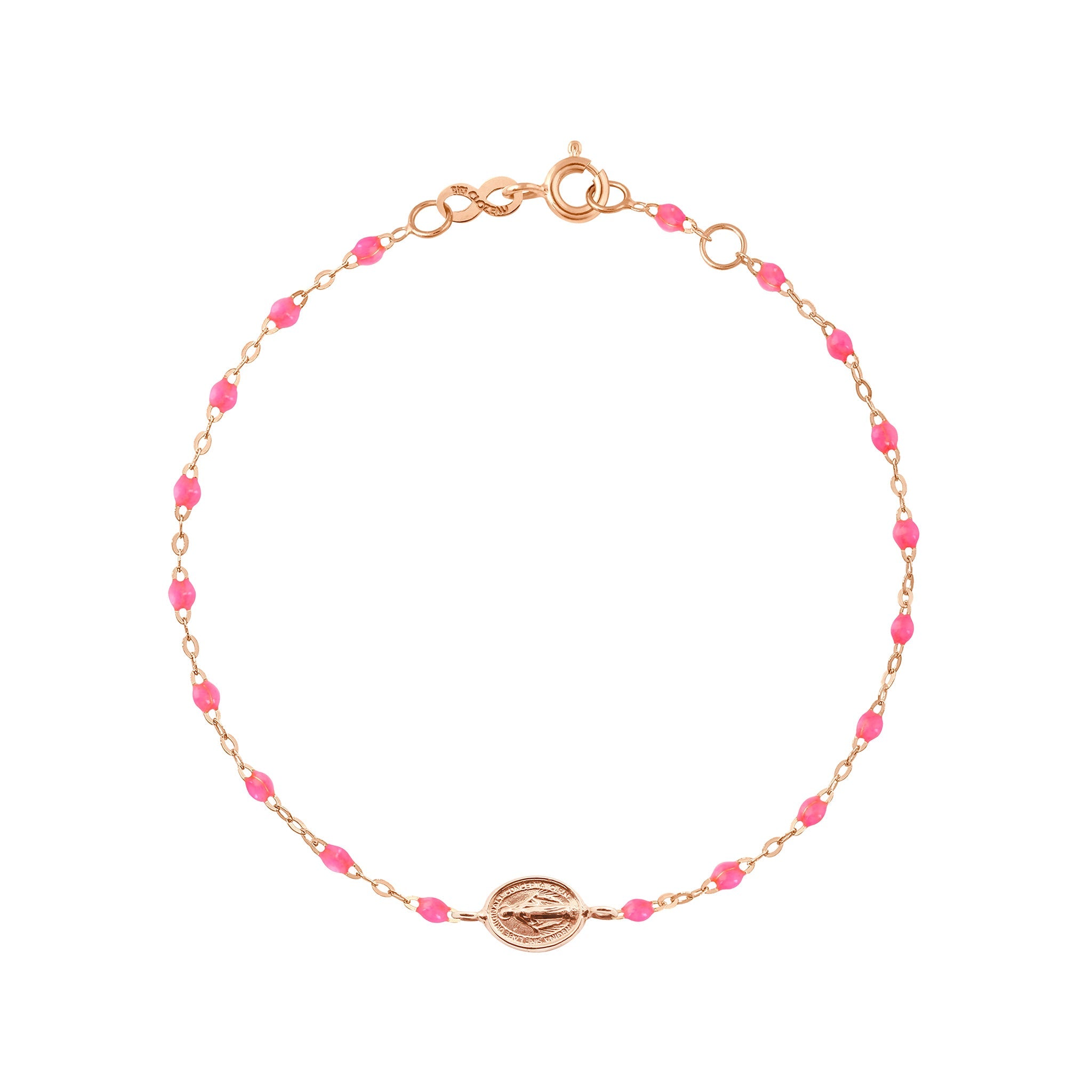 Bracelet enfant rose fluo Madone or rose, 15 cm