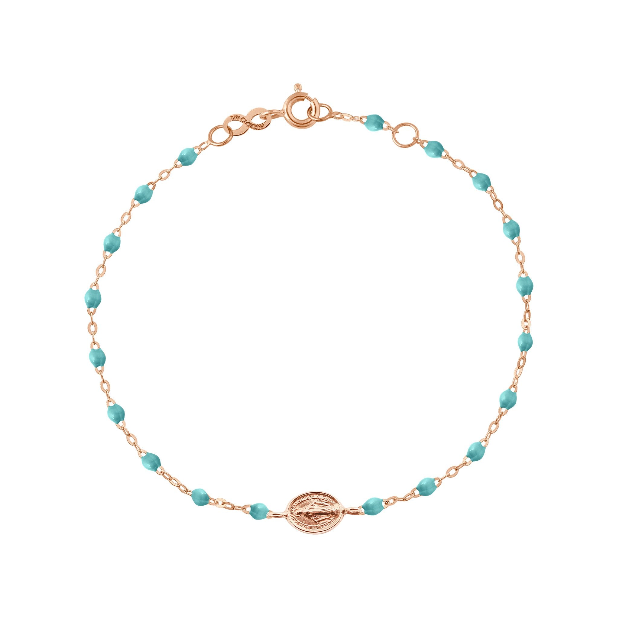 Bracelet turquoise vert Madone or rose, 17 cm