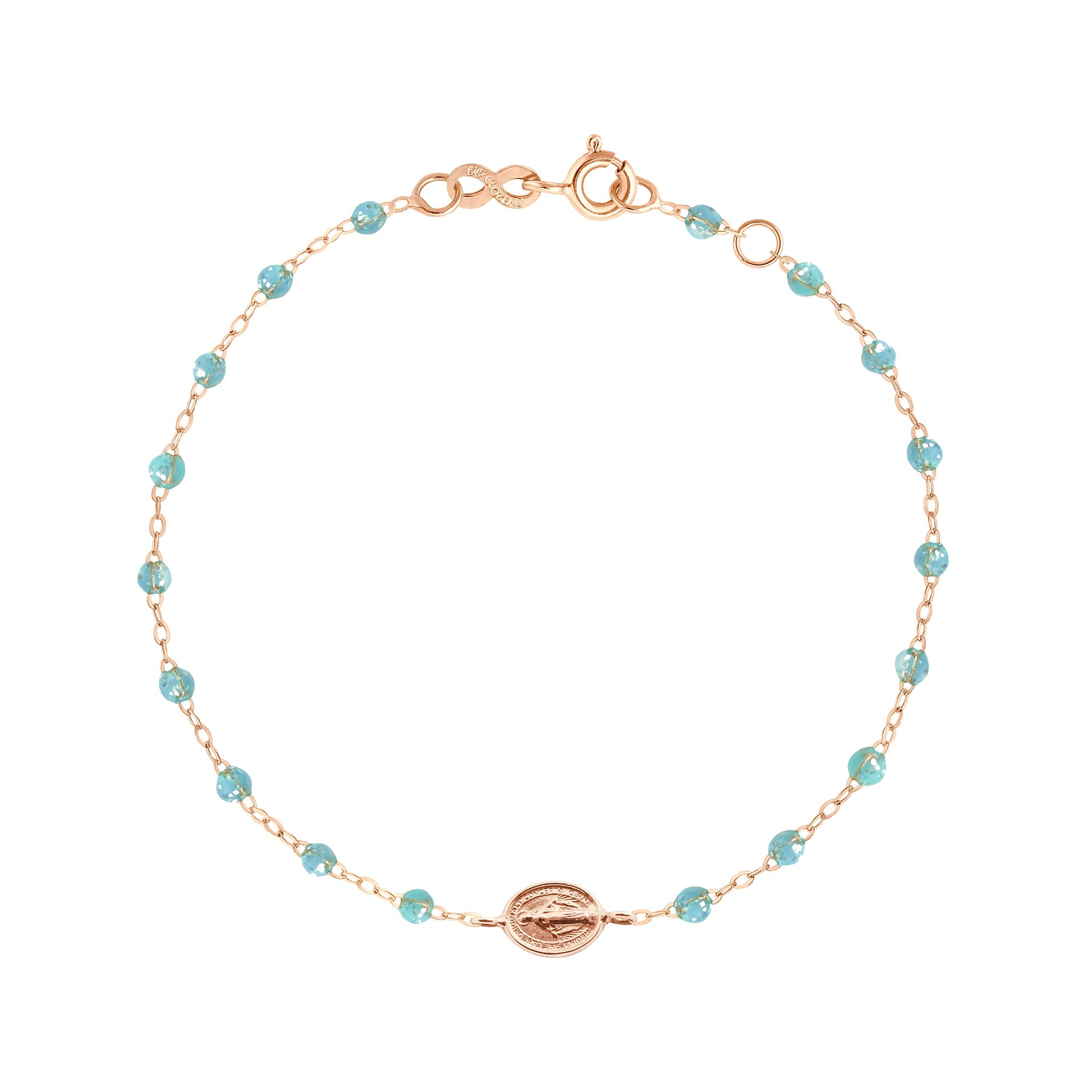 Bracelet aqua Madone or rose, 17 cm