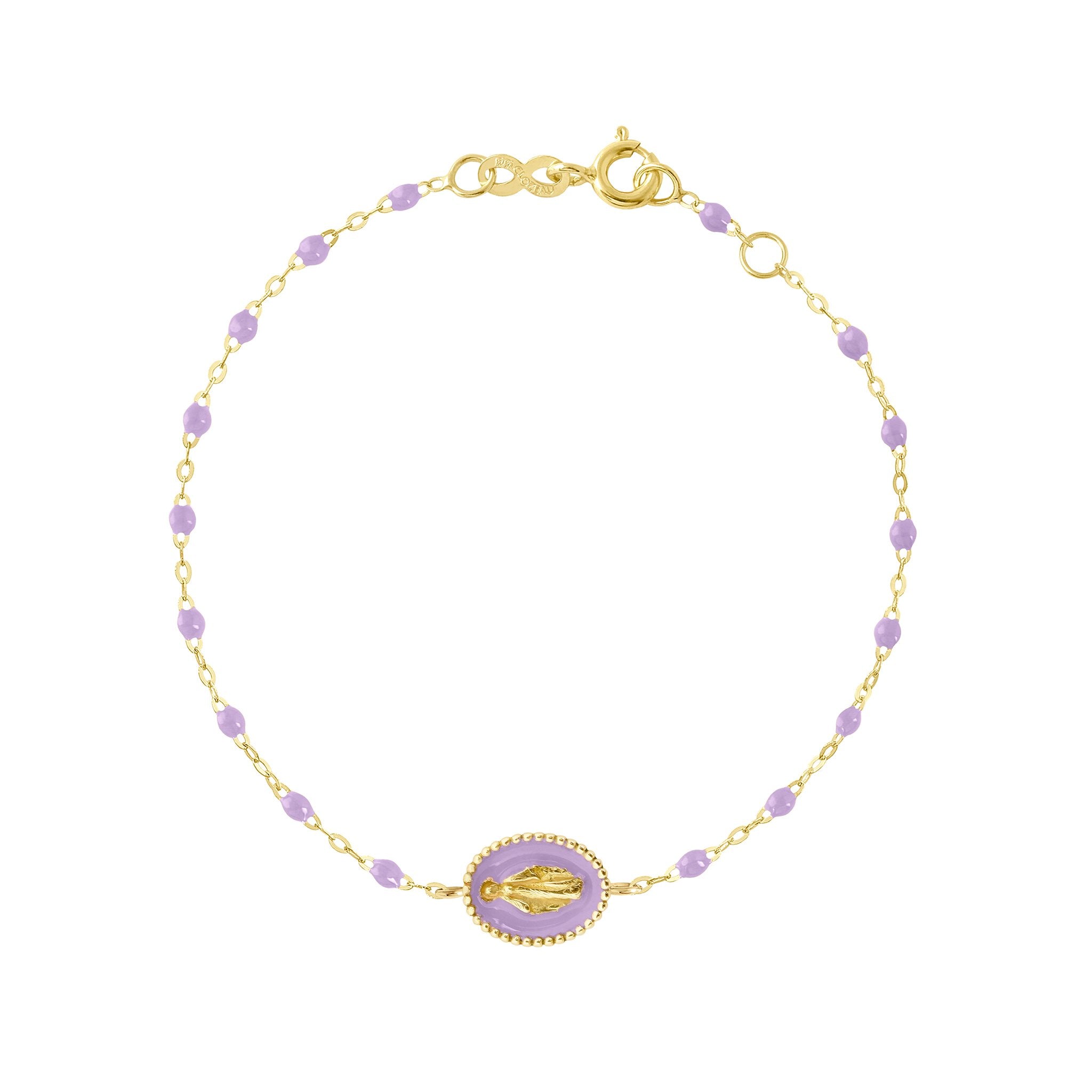 Bracelet Madone résine parme, or jaune, 17 cm