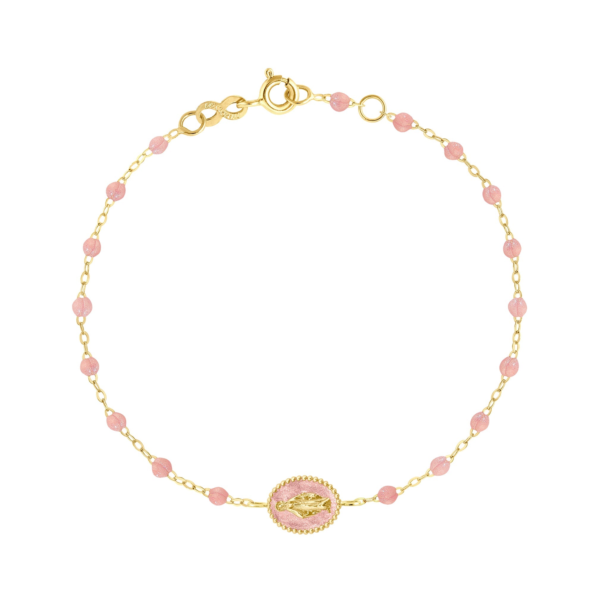 Bracelet Madone résine blush, or jaune, 17 cm