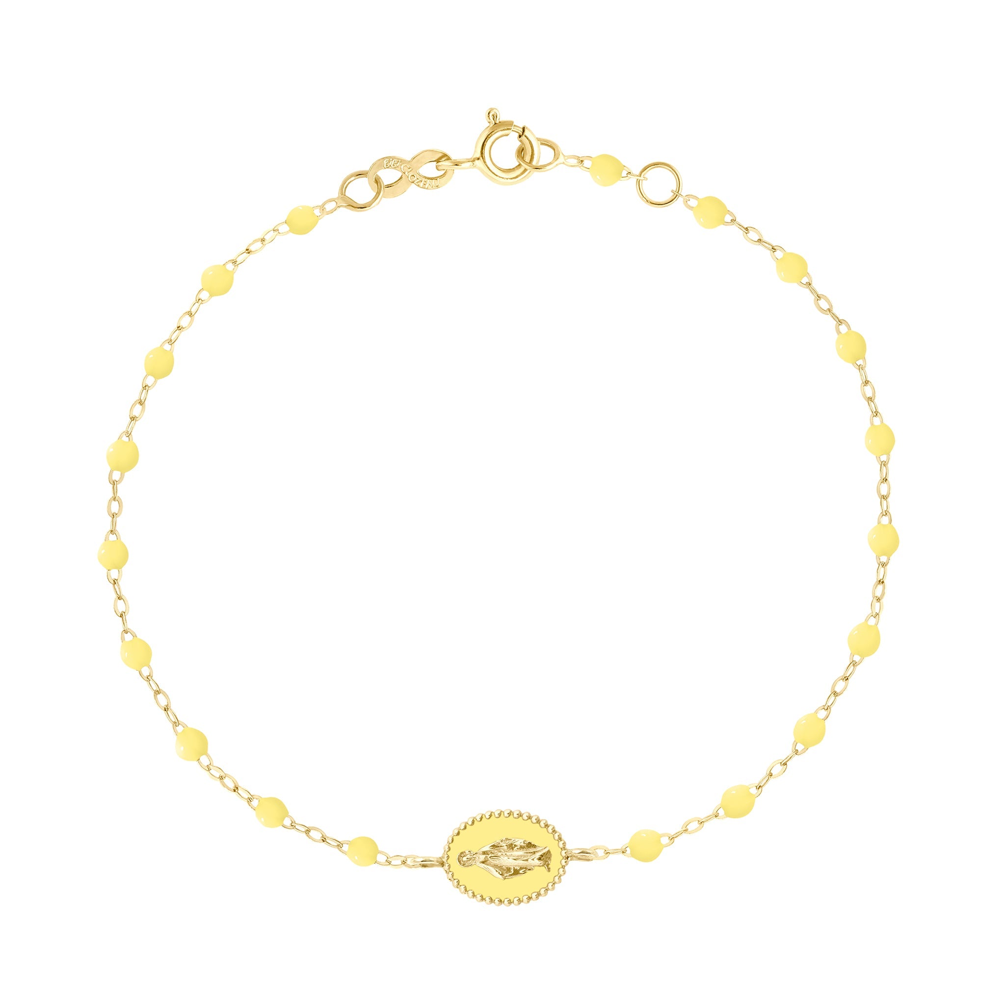 Bracelet mimosa Madone résinée, or jaune, 17 cm