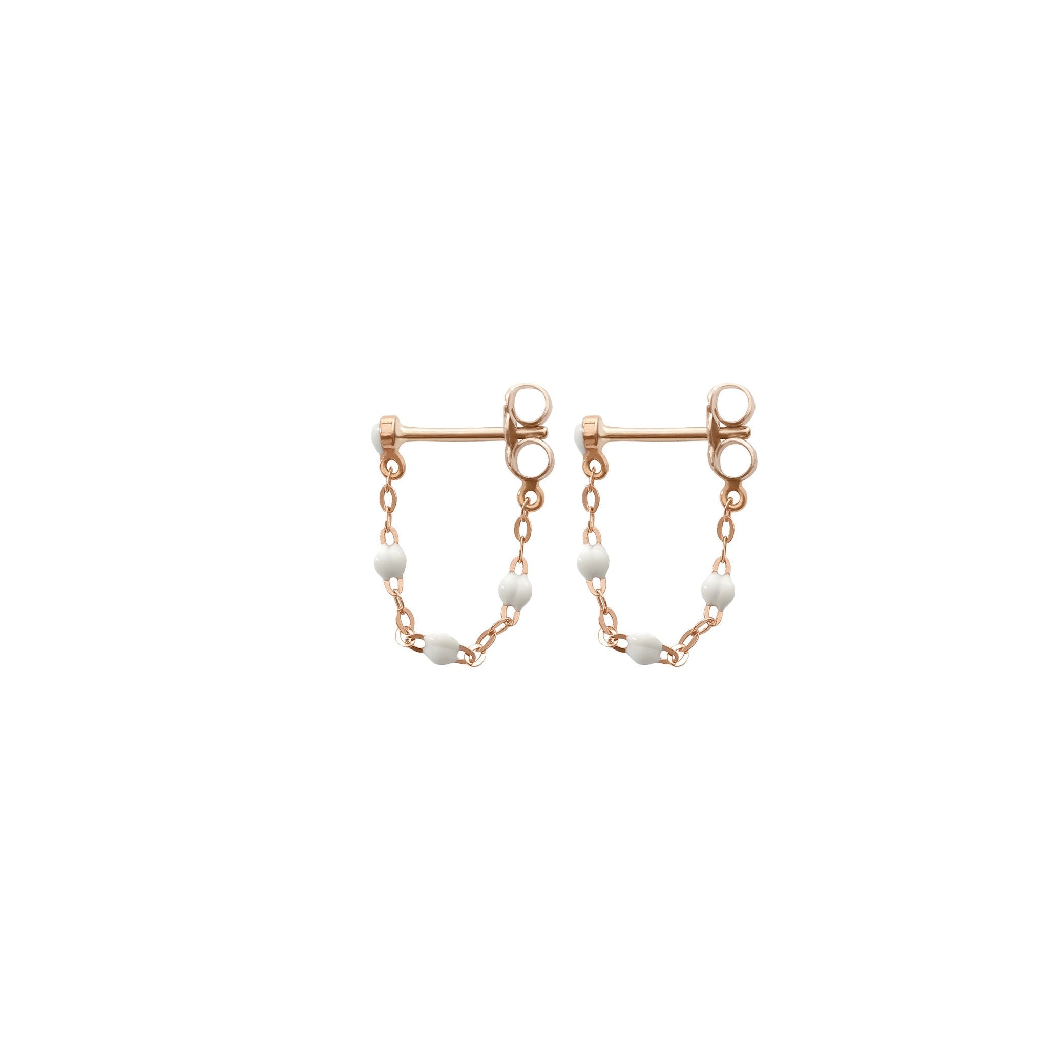 Boucles d'oreilles blanche Classique Gigi, or rose