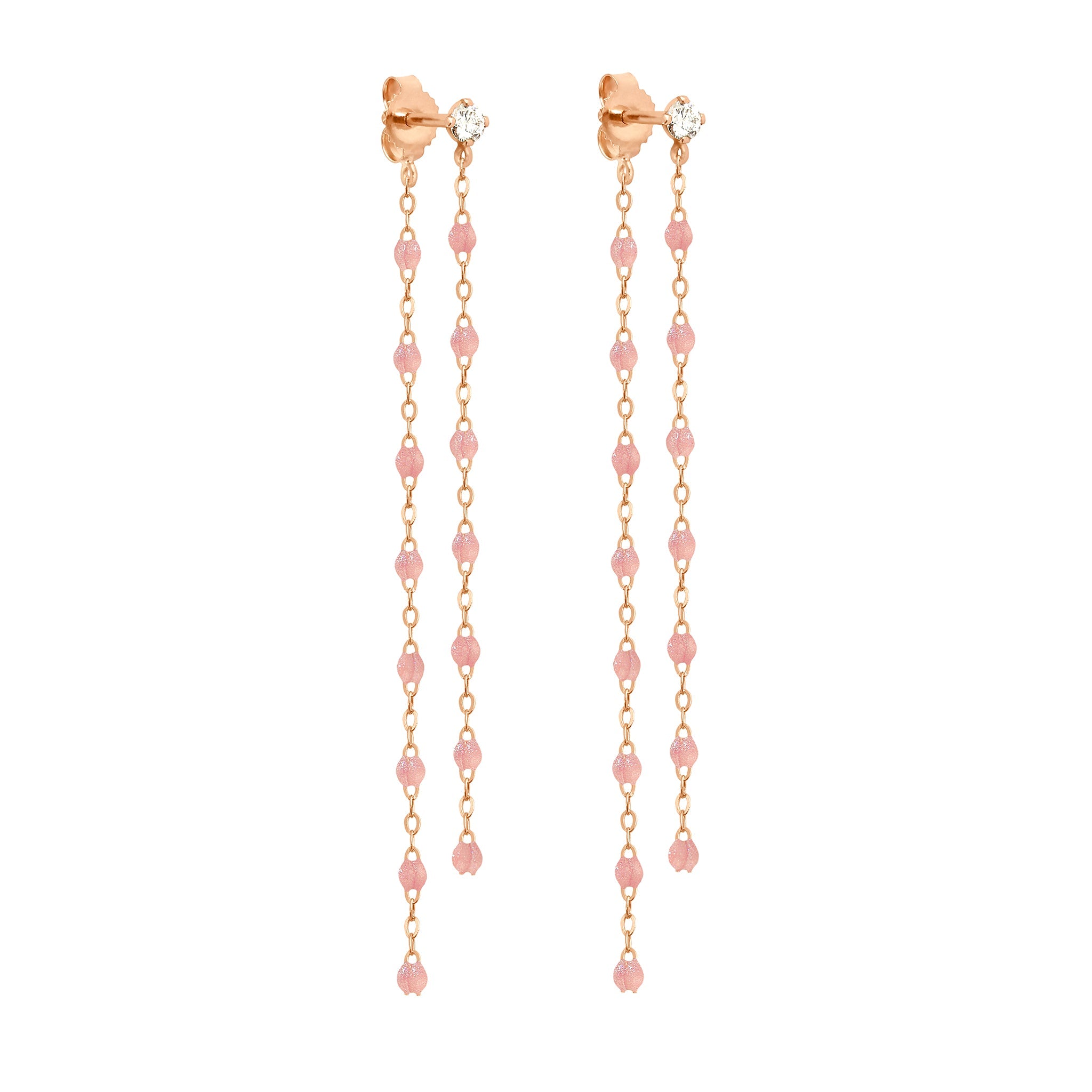 Boucles d'oreilles Dansantes Classique Gigi blush, diamants, or rose