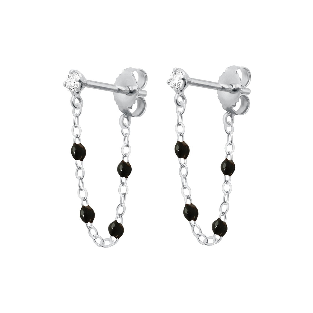 Boucles d'oreilles noire Gigi Suprême, or blanc, diamants