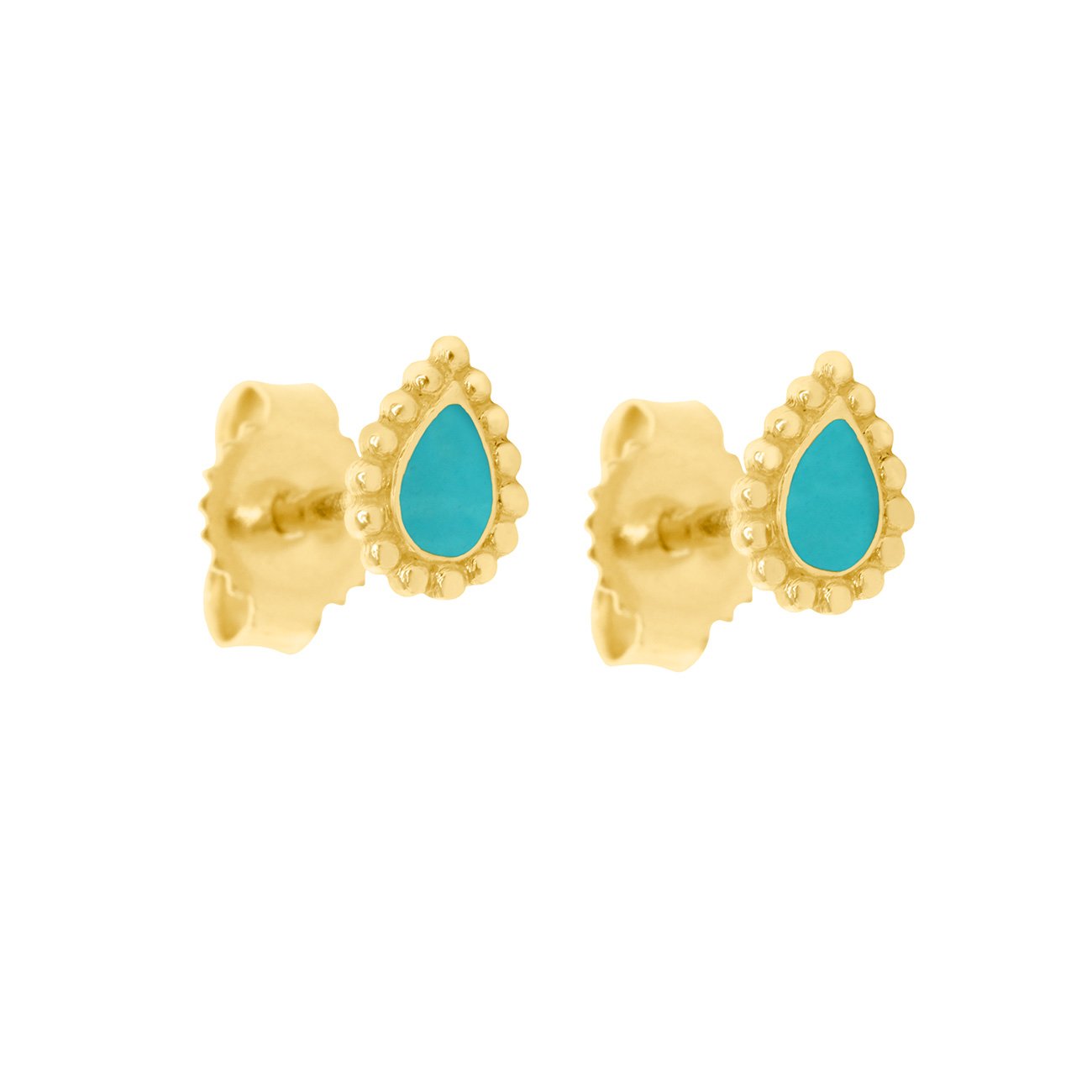 Boucles d'oreilles Lucky Cashmere turquoise vert, or jaune