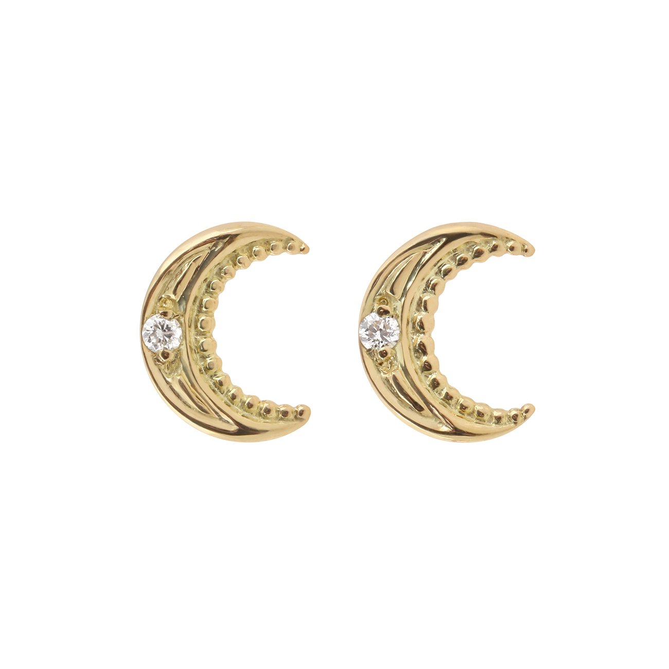 Boucles d'oreilles Lune, diamants, or jaune