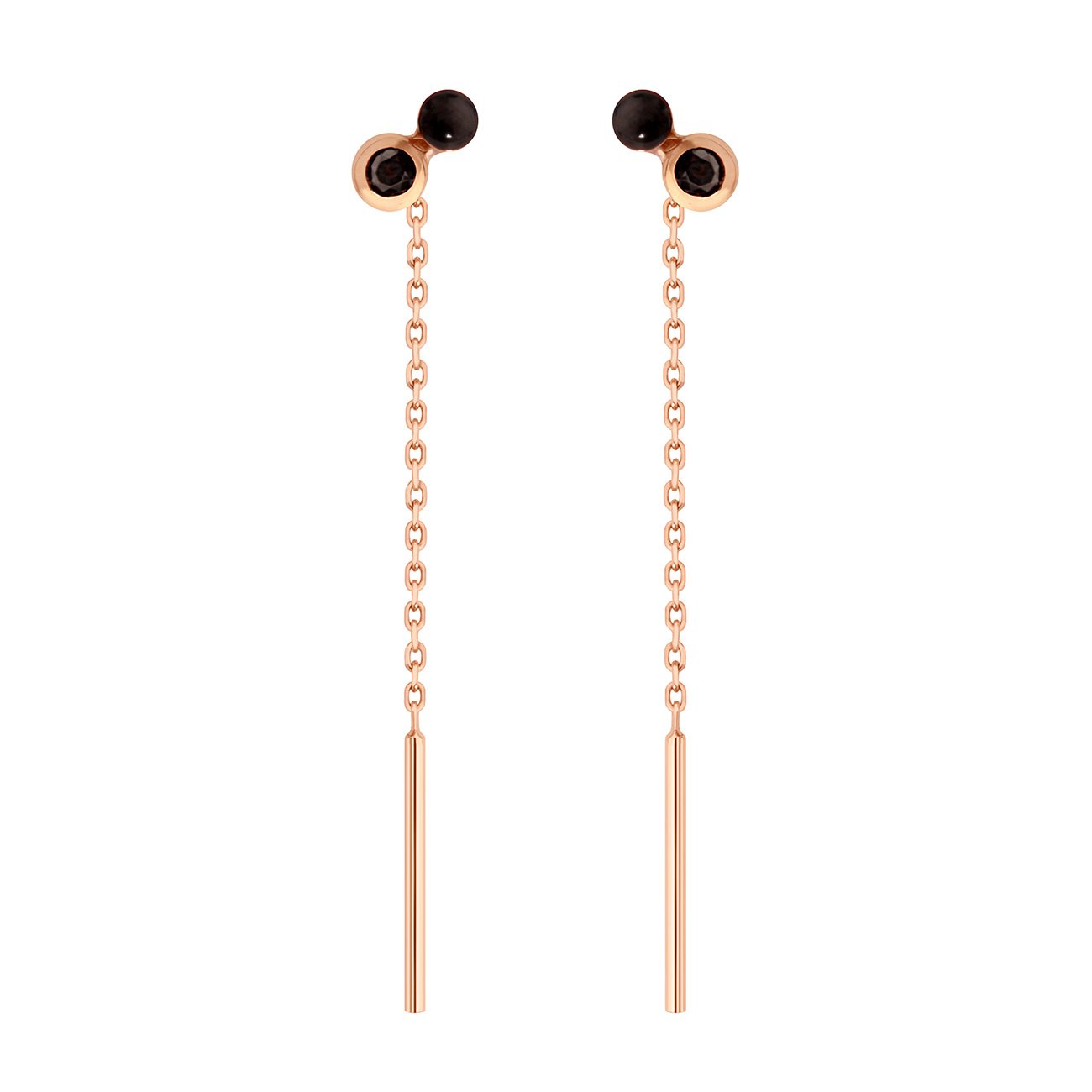 Boucles d'oreilles Dot, spinelle noire, or rose