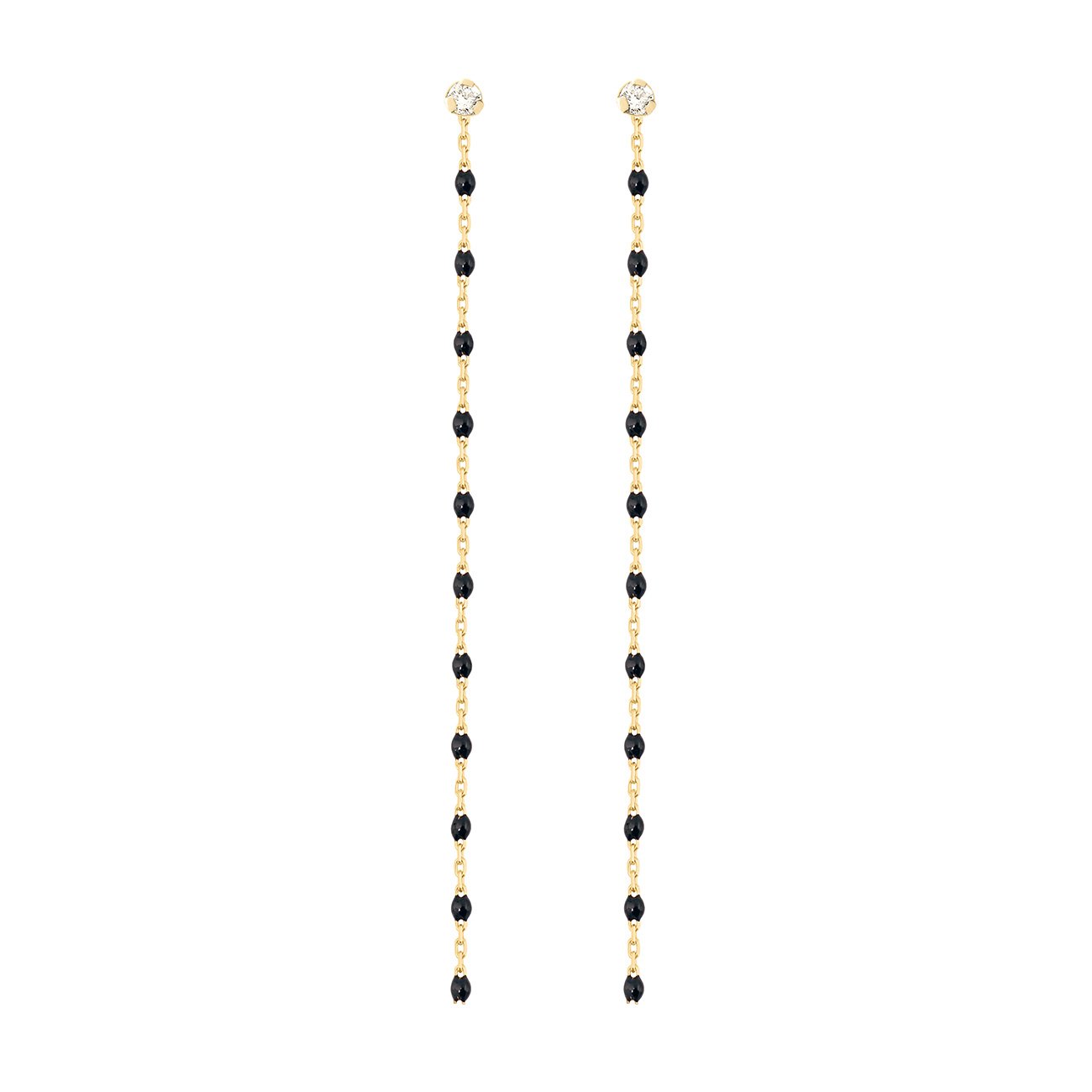 Boucles d'oreilles noire Gigi Party, diamants, or jaune