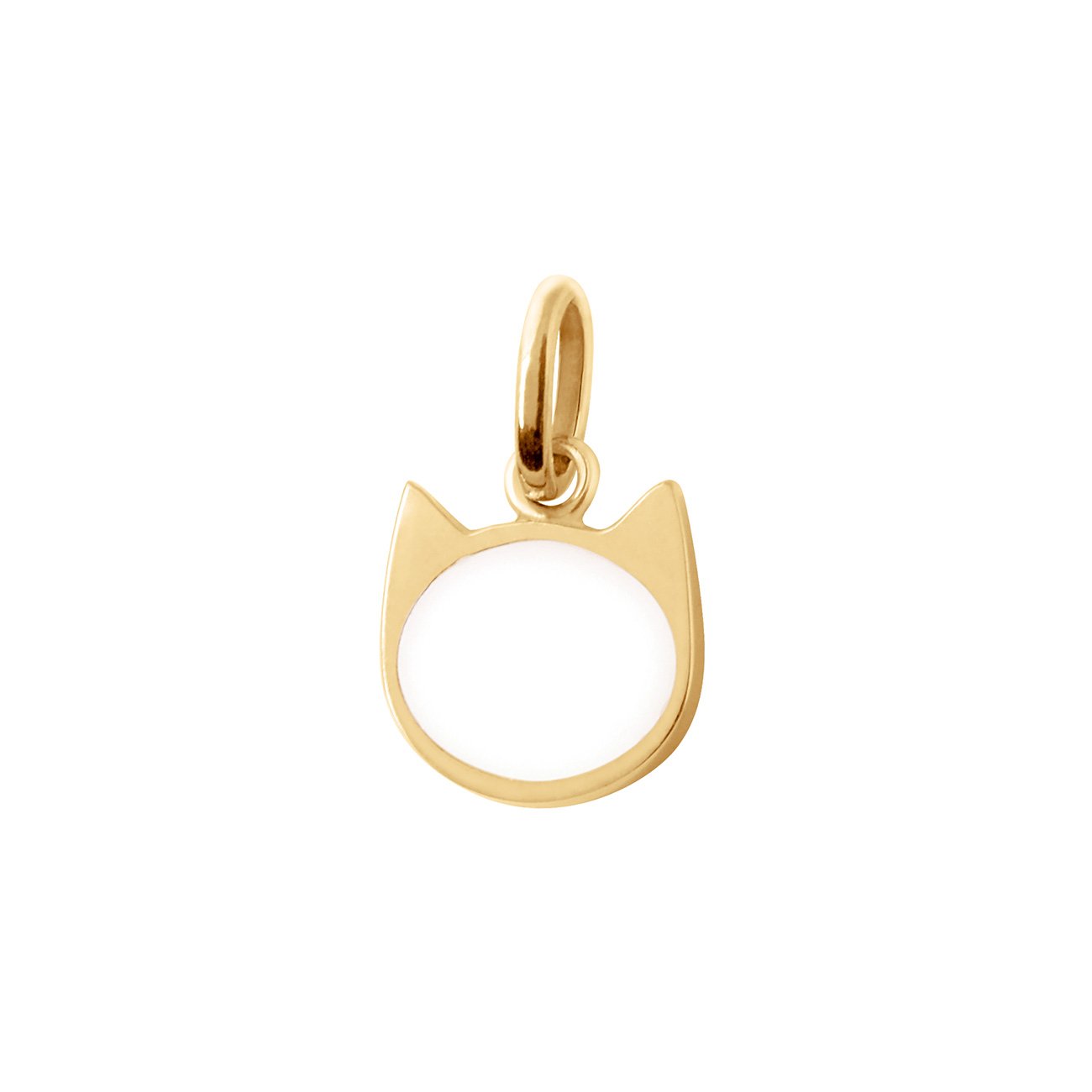 Pendentif Chat résine blanche, or jaune