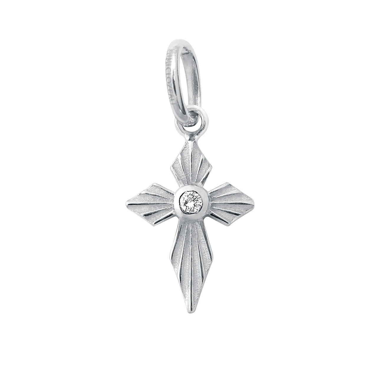 Pendentif Croix Lumière, diamant, or blanc